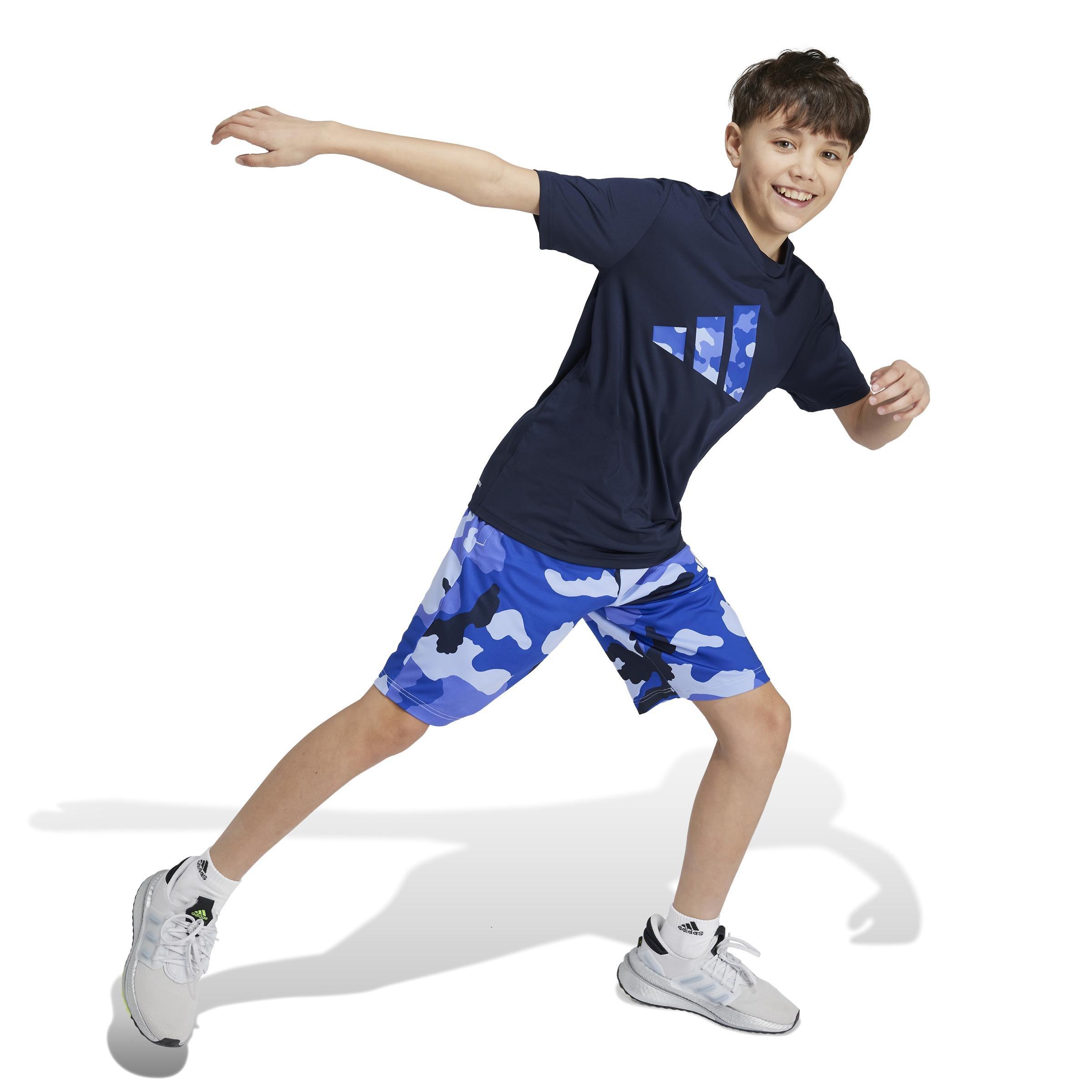 Kids Unisex Train Essentials Seasonal Print T-Shirt, Blue, A901_ONE, large image number 9