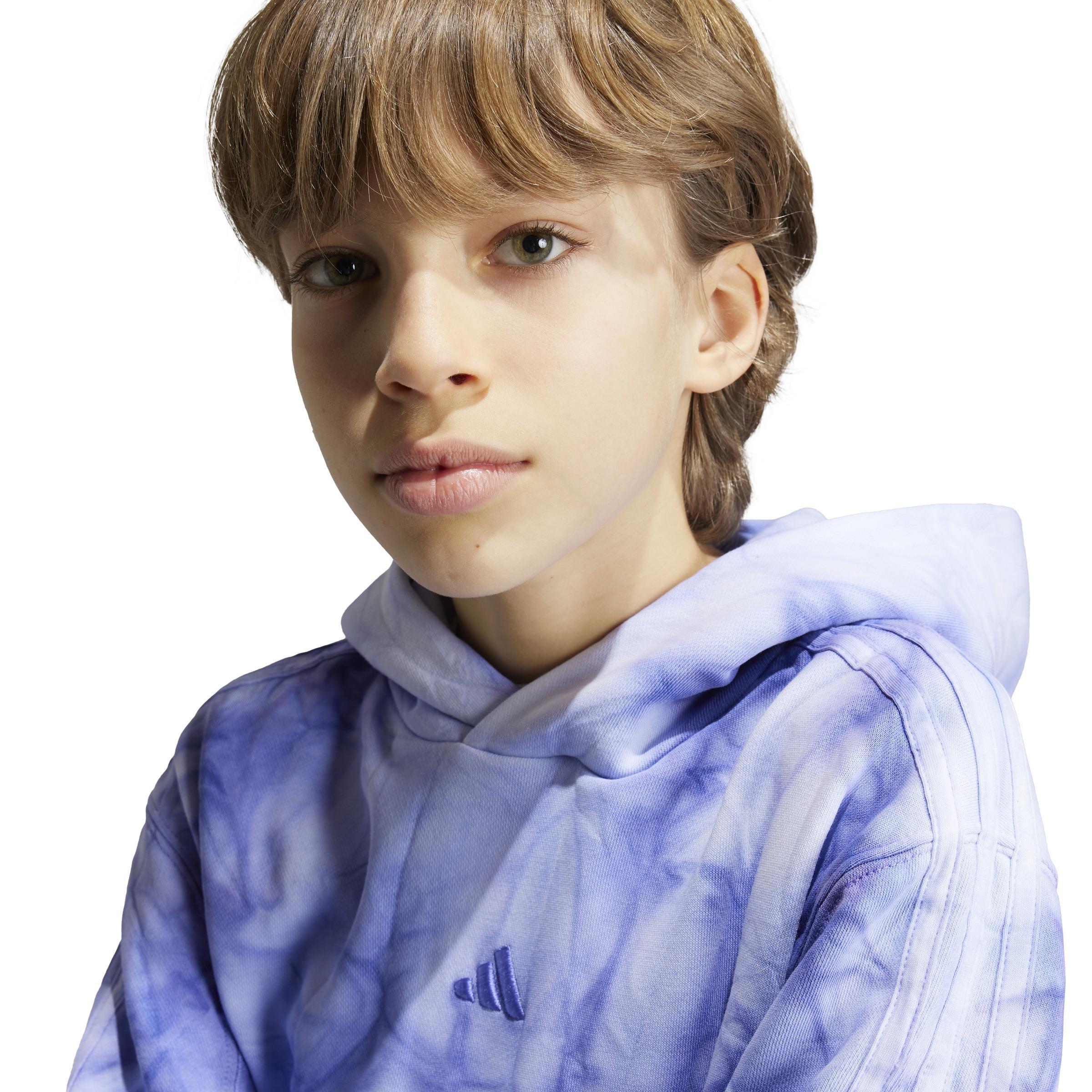 Unisex Kids ALL SZN Tie-Dye Hoodie, Blue, A901_ONE, large image number 3