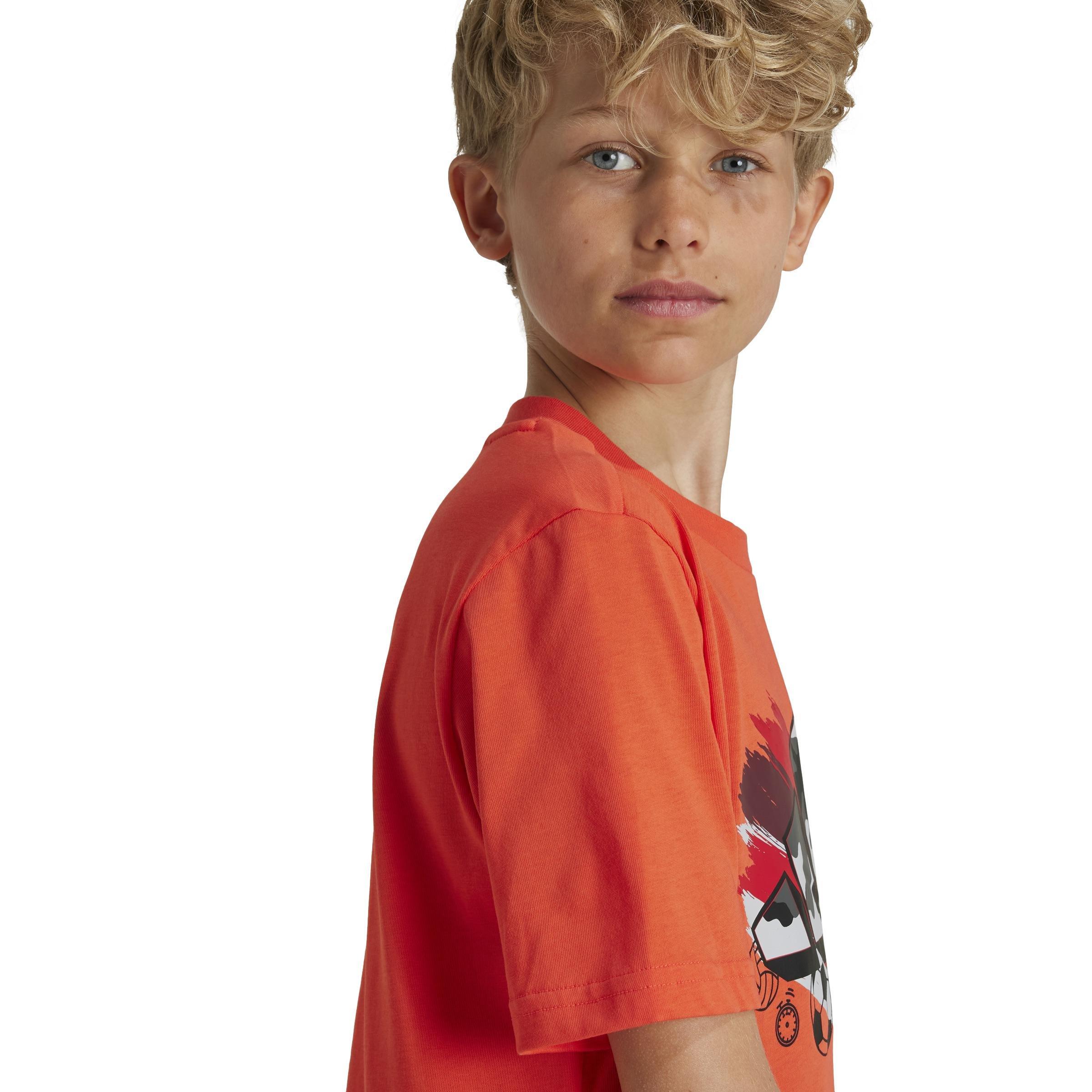 Unisex Kids Training Graphic T-Shirt, Red, , large image number 5