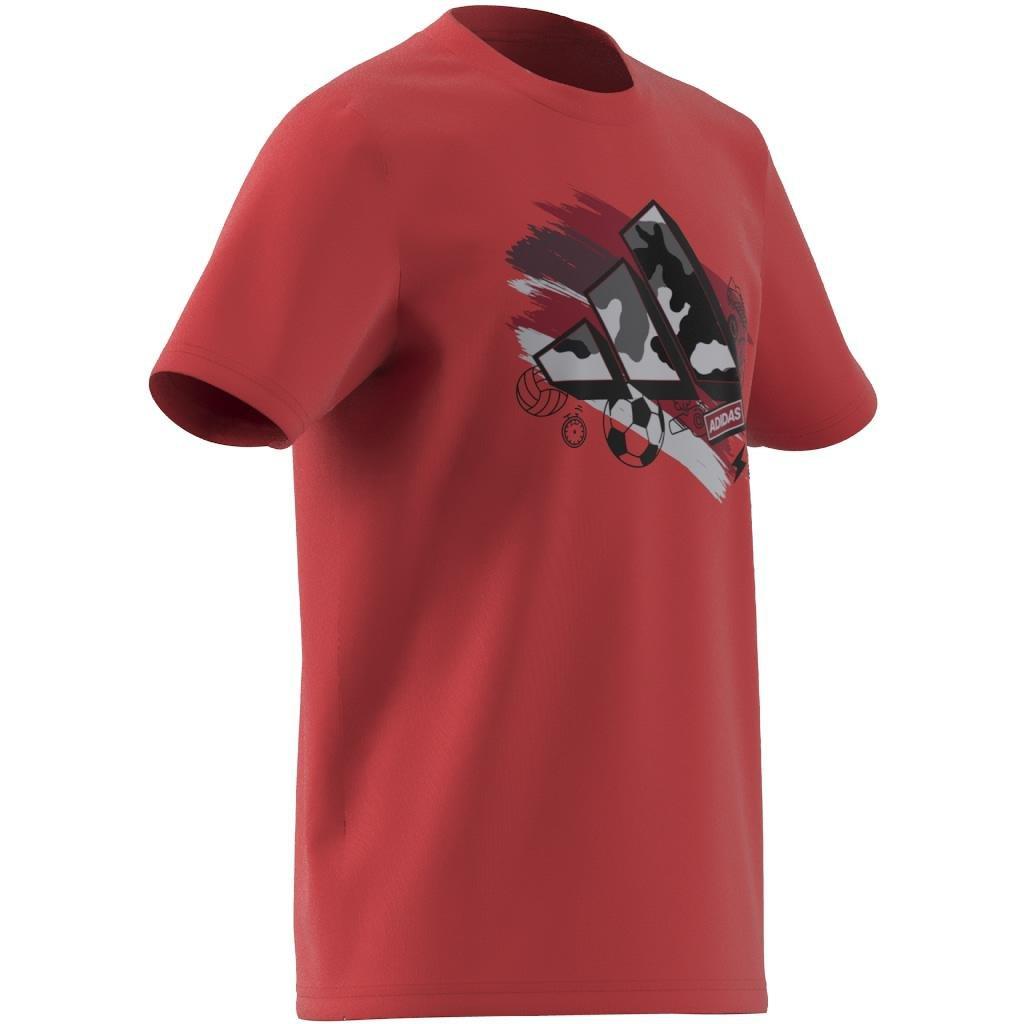 Unisex Kids Training Graphic T-Shirt, Red, , large image number 8