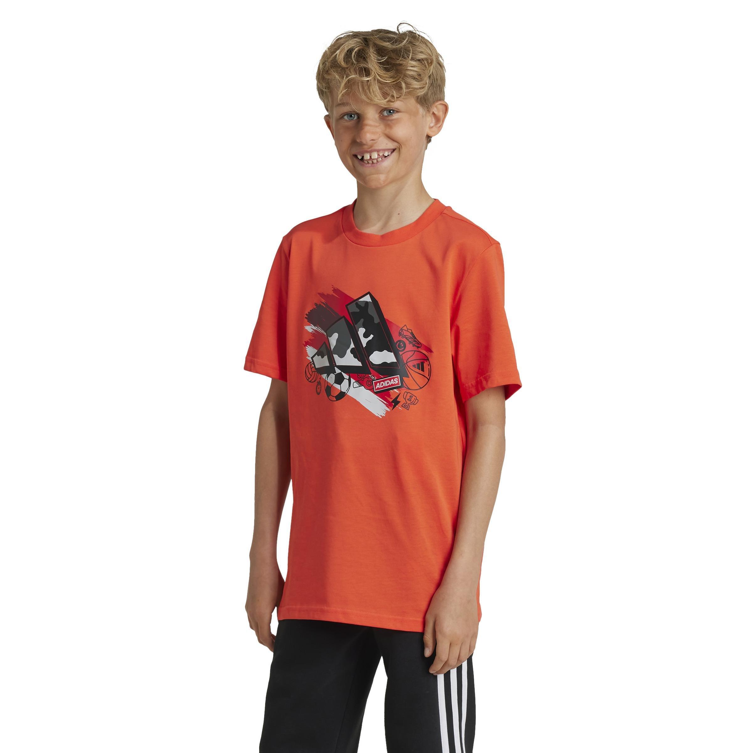 Unisex Kids Training Graphic T-Shirt, Red, , large image number 9