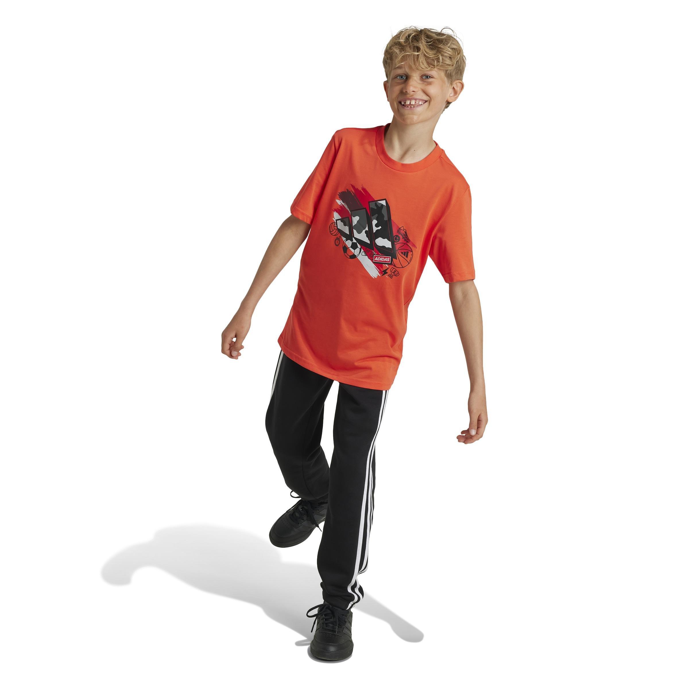Unisex Kids Training Graphic T-Shirt, Red, , large image number 10