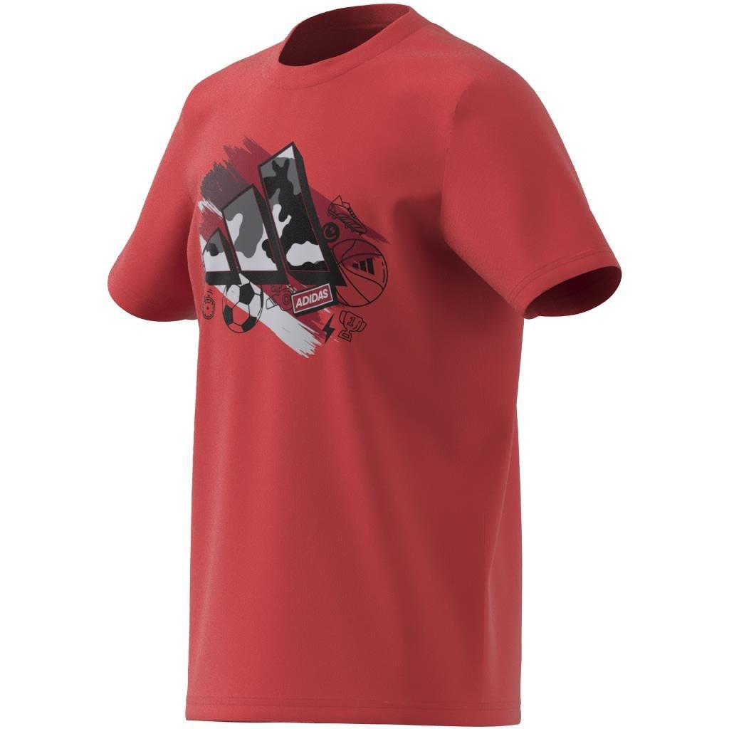 Unisex Kids Training Graphic T-Shirt, Red, , large image number 12