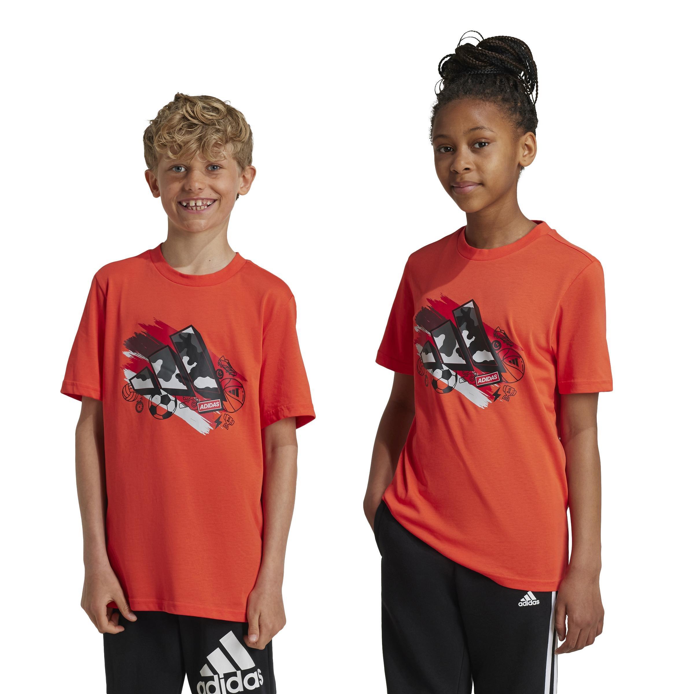 Unisex Kids Training Graphic T-Shirt, Red, , large image number 13