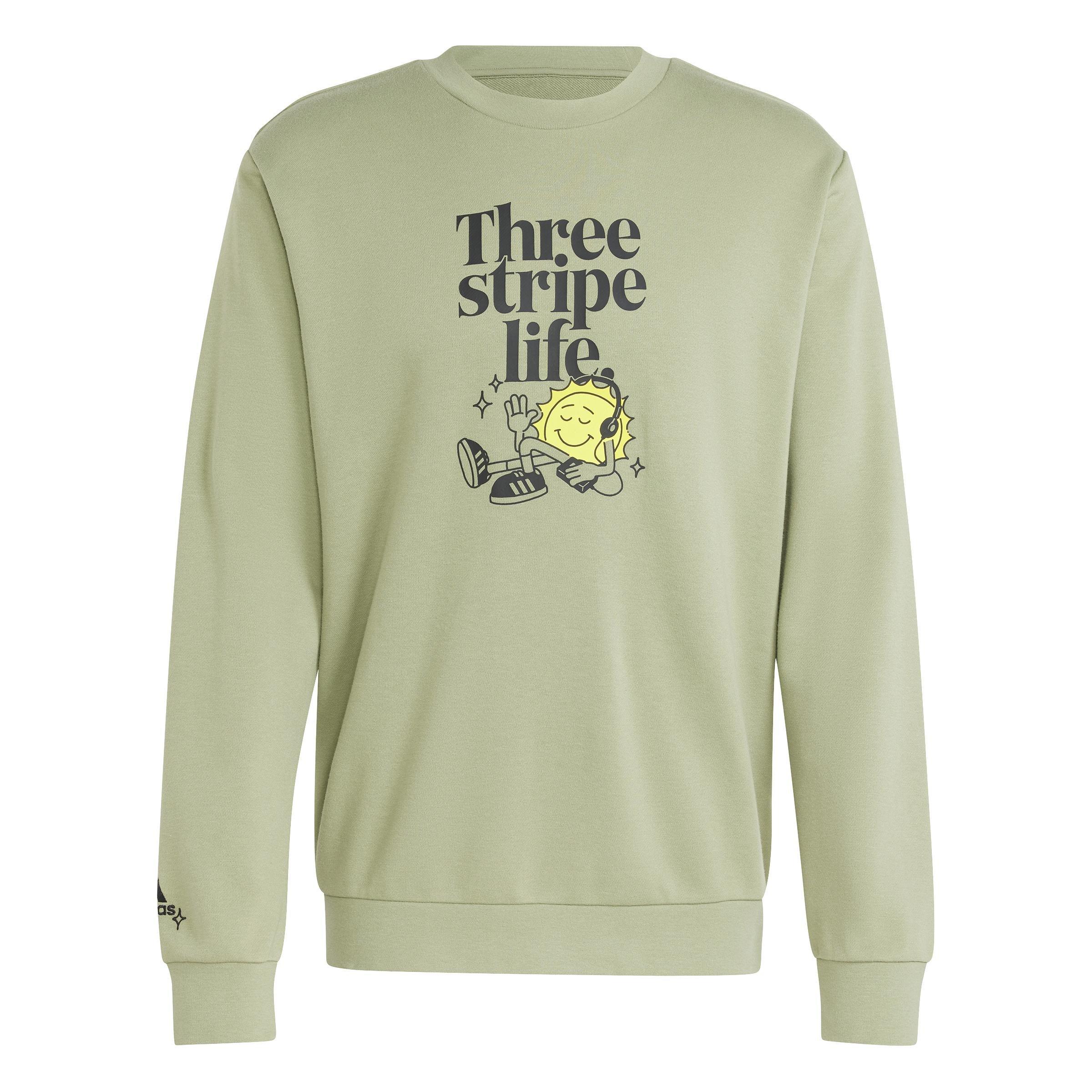 Positivity Graphic Crew Sweatshirt, Green, A901_ONE, large image number 0