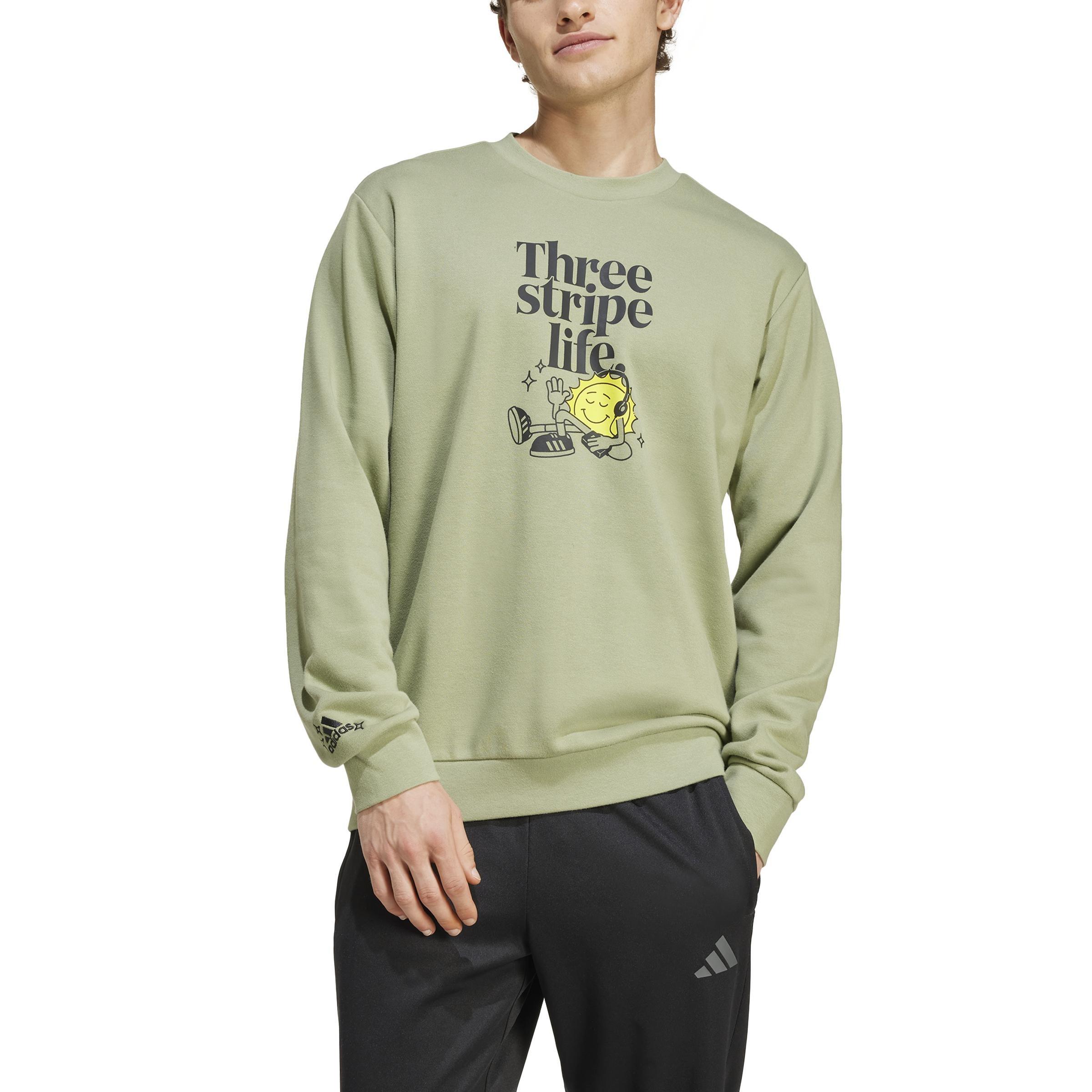Positivity Graphic Crew Sweatshirt, Green, A901_ONE, large image number 1