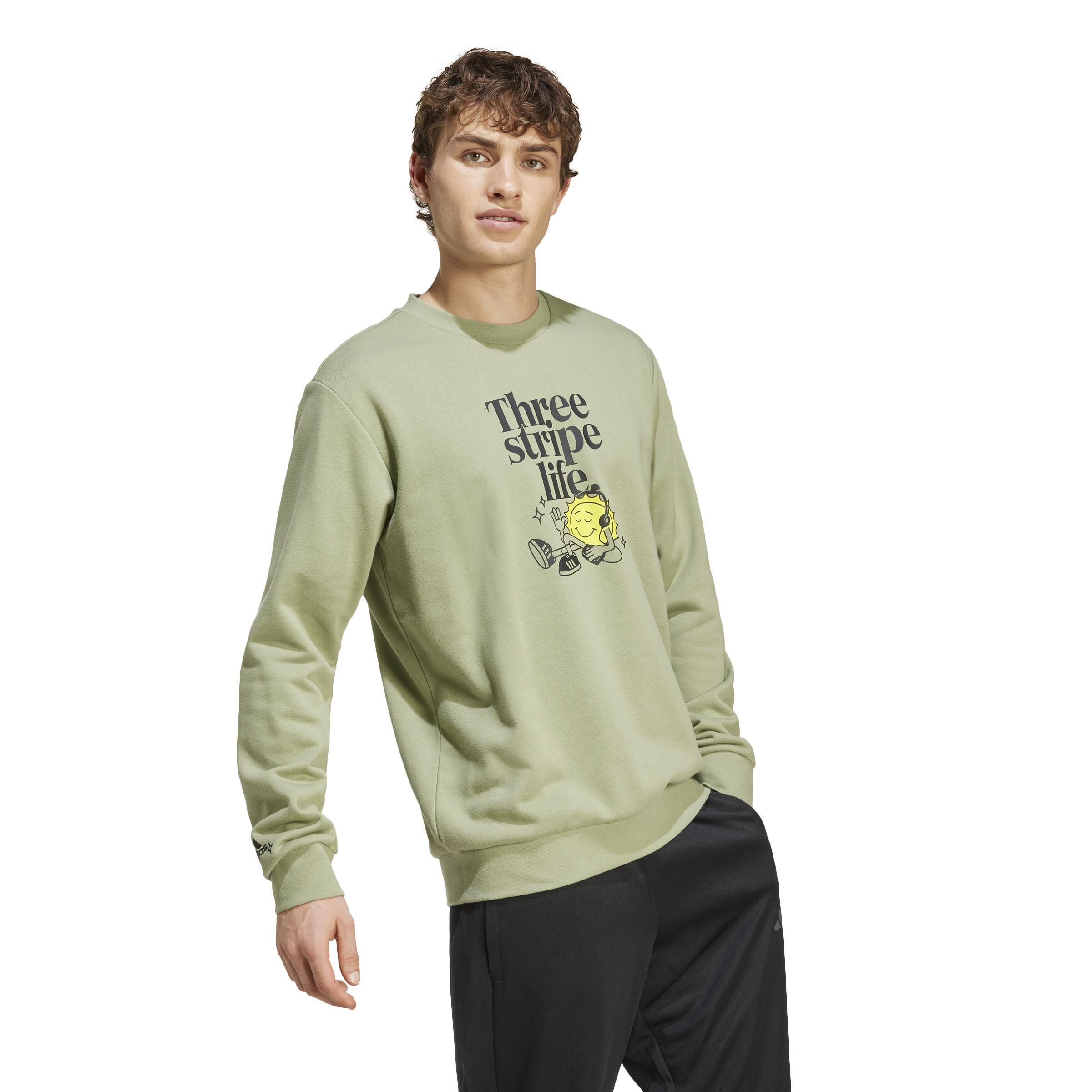 Positivity Graphic Crew Sweatshirt, Green, A901_ONE, large image number 6