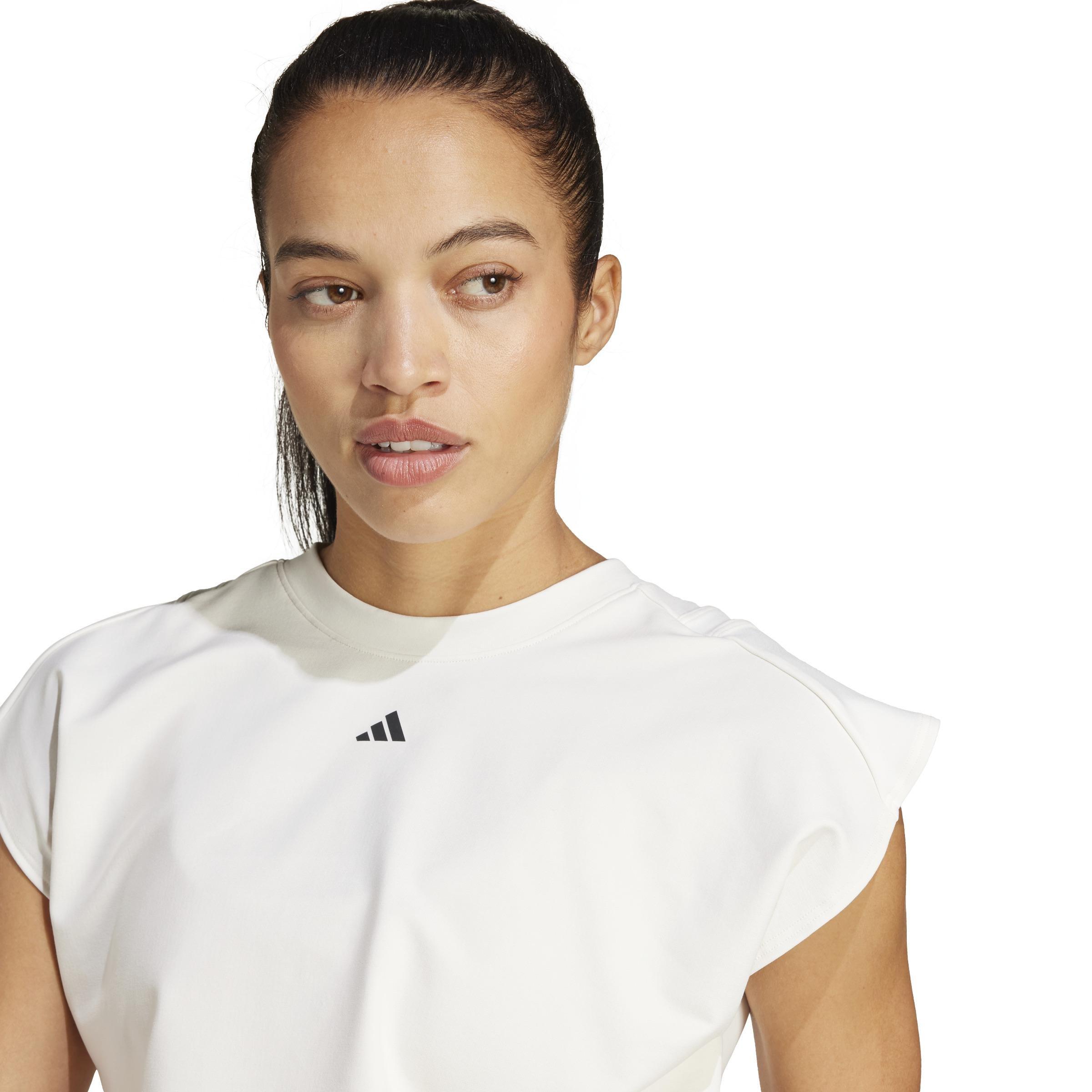 Power Boxy French Terry 3-Stripes Tank Top, White, A901_ONE, large image number 5