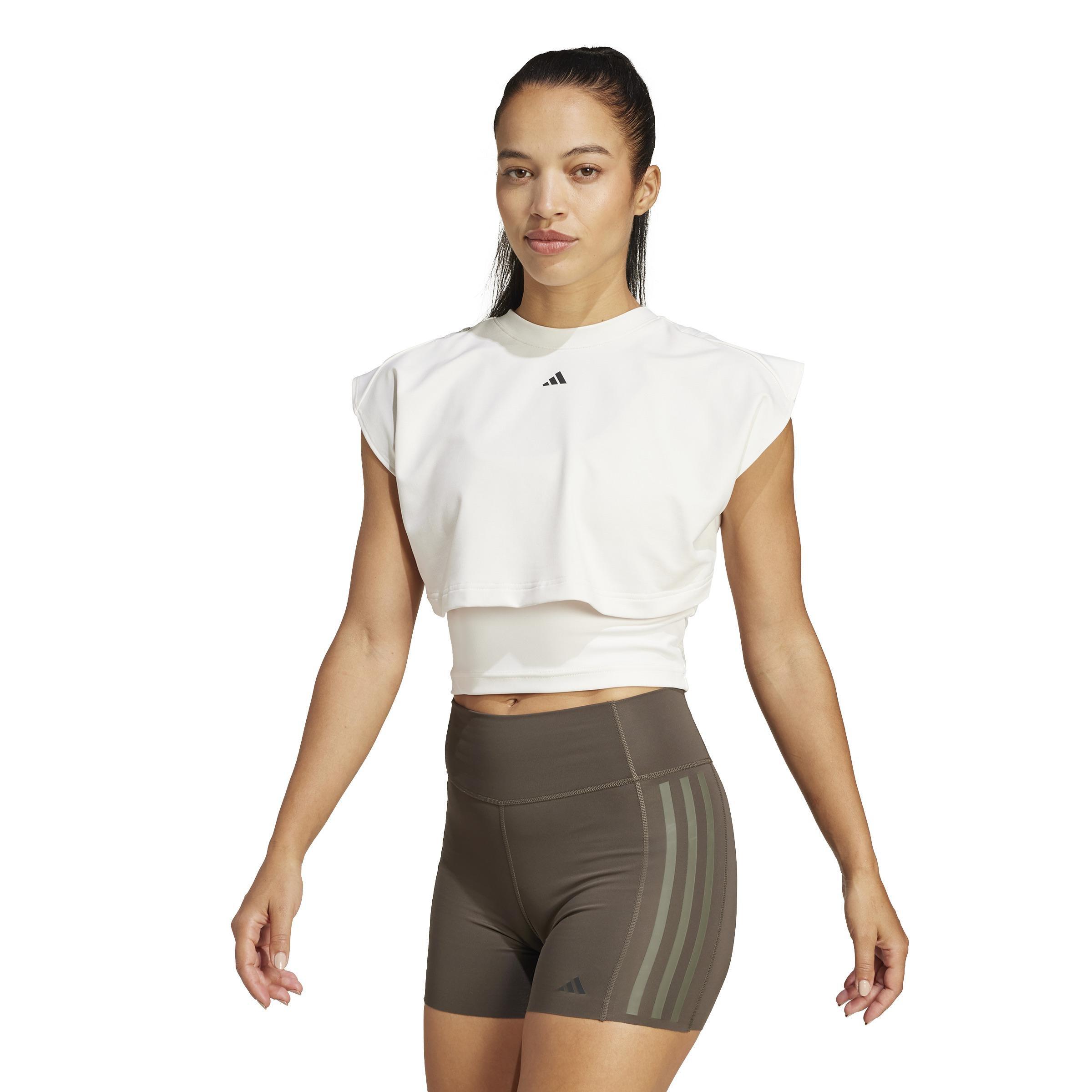 Power Boxy French Terry 3-Stripes Tank Top, White, A901_ONE, large image number 7