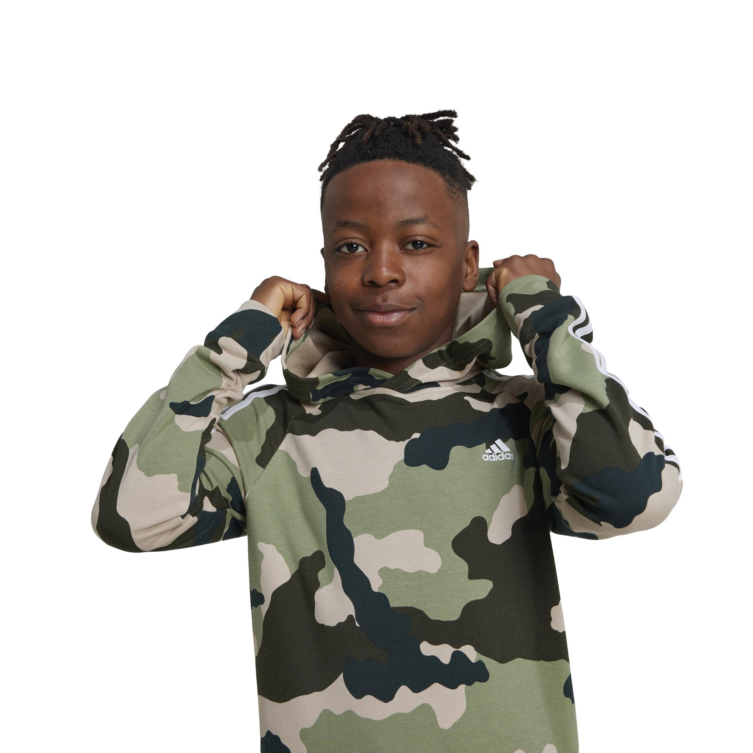 Unisex Kids Essentials Allover Print Hoodie, Green, A901_ONE, large image number 3
