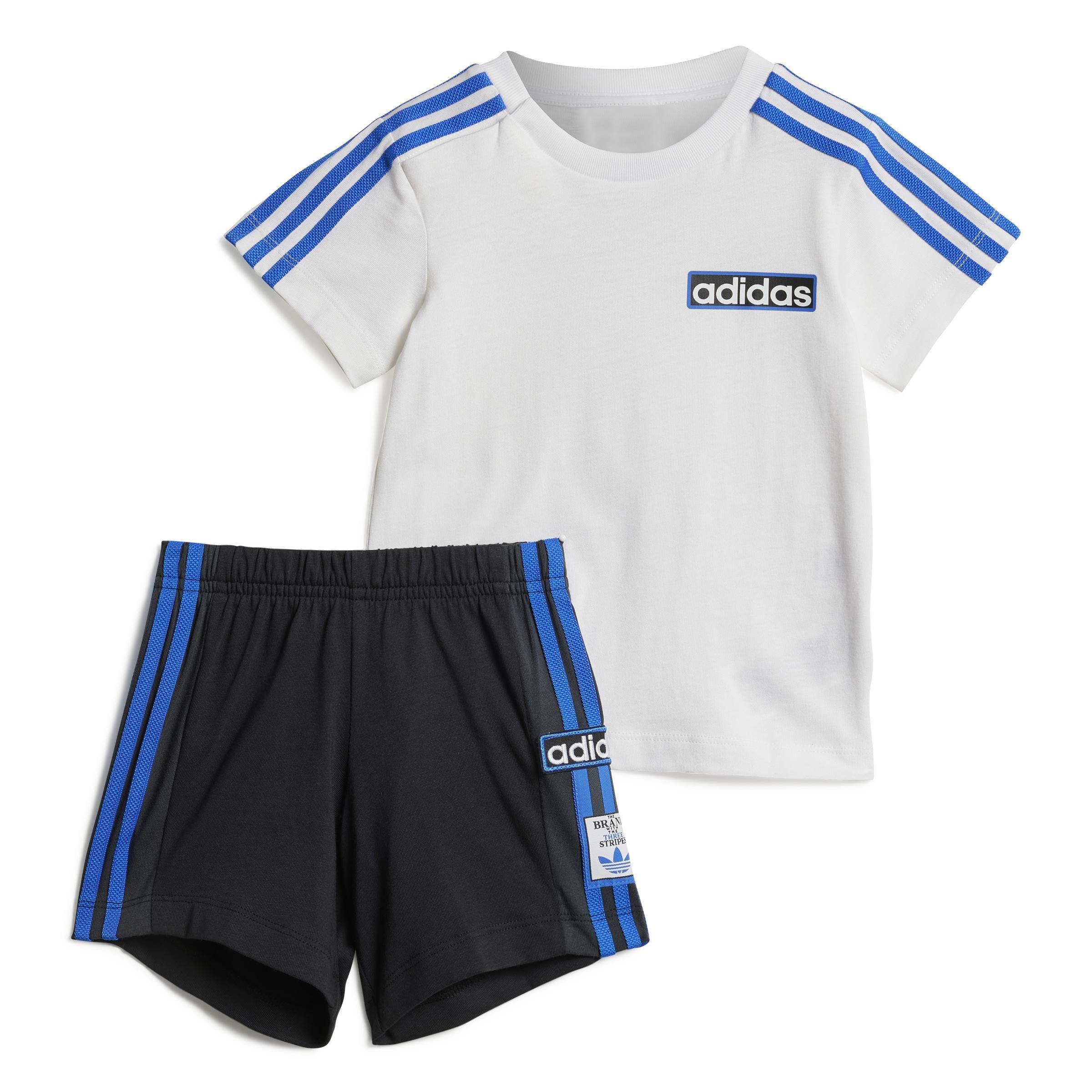 Unisex Kids Adibreak Shorts Tee Set, White, , large image number 0