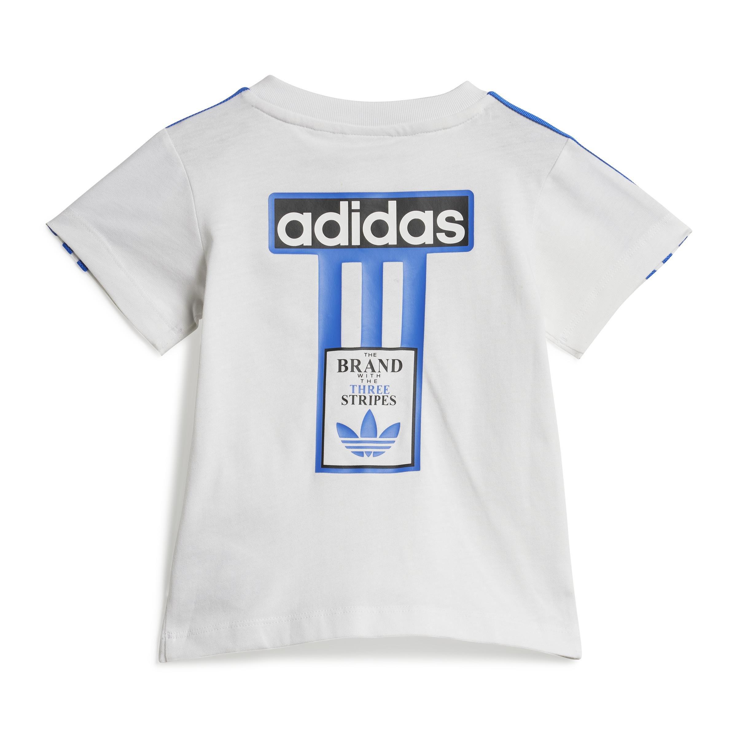 Unisex Kids Adibreak Shorts Tee Set, White, , large image number 3