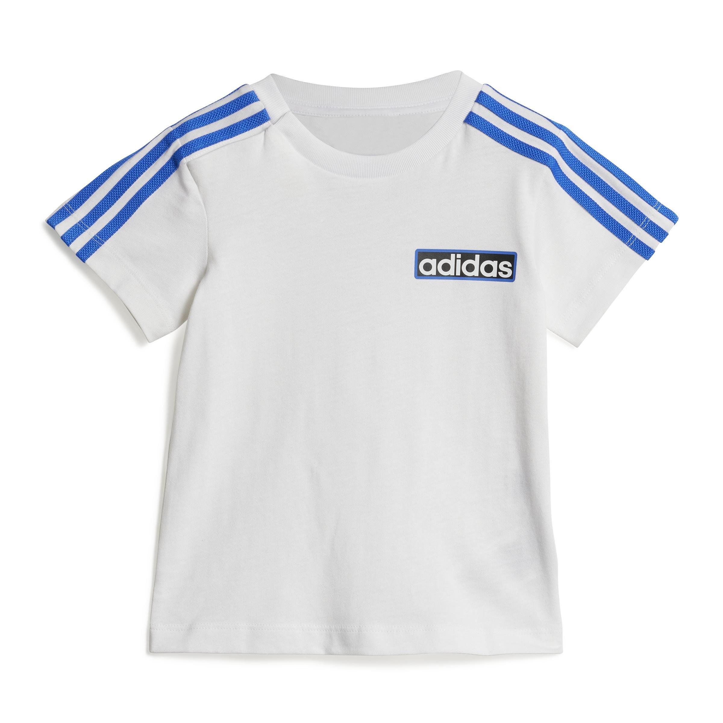 Unisex Kids Adibreak Shorts Tee Set, White, , large image number 9