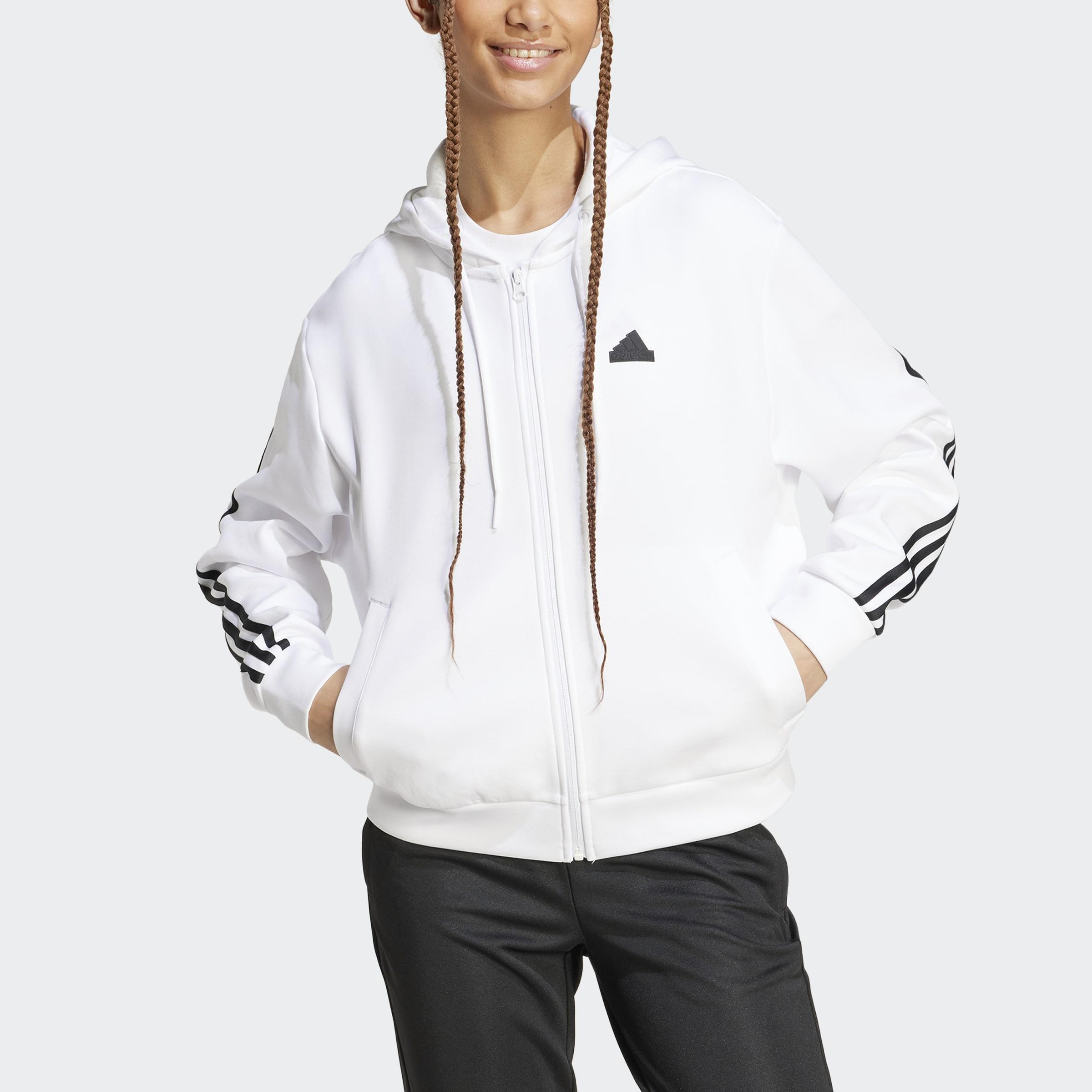 Future Icons 3-Stripes Full Zip Hoodie, White