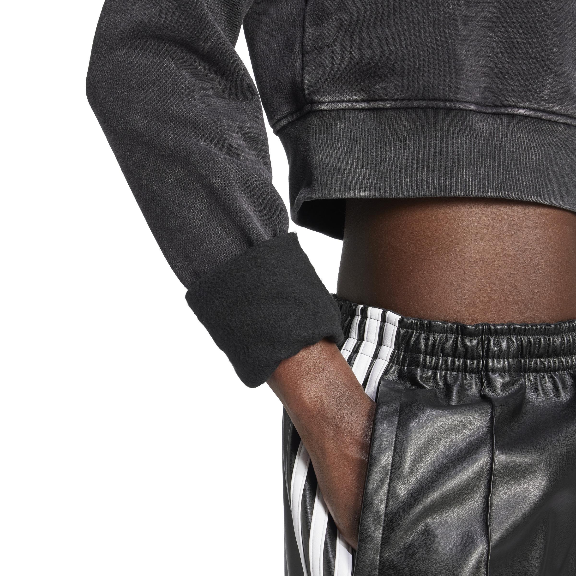 Washed Cropped Trefoil Sweatshirt, Black, A901_ONE, large image number 5