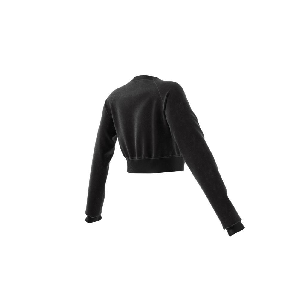 Washed Cropped Trefoil Sweatshirt, Black, A901_ONE, large image number 7