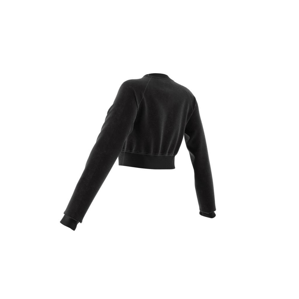 Washed Cropped Trefoil Sweatshirt, Black, A901_ONE, large image number 8