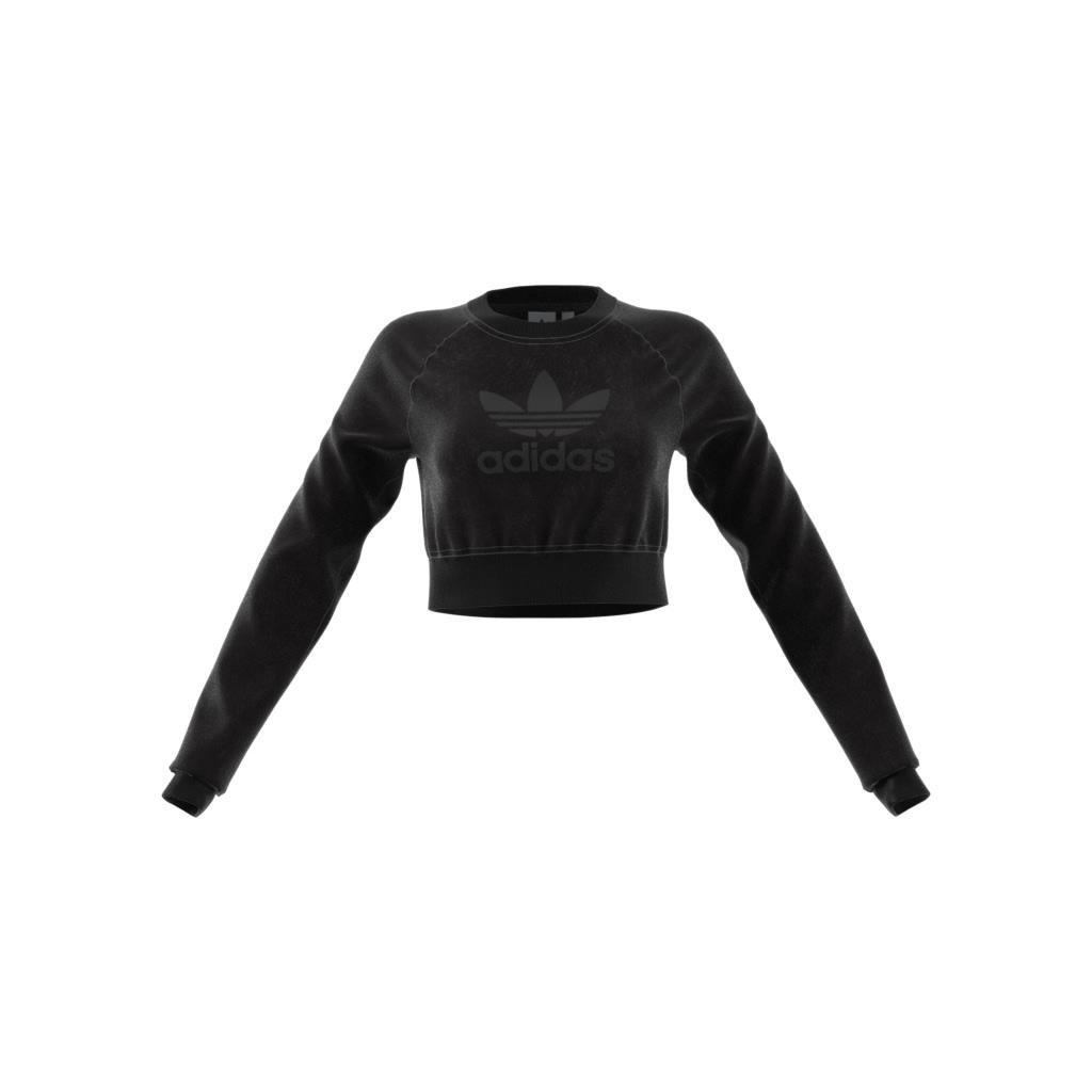 Washed Cropped Trefoil Sweatshirt, Black, A901_ONE, large image number 10