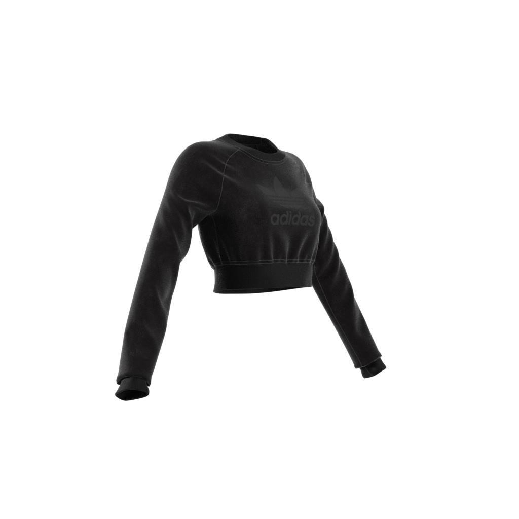 Washed Cropped Trefoil Sweatshirt, Black, A901_ONE, large image number 13