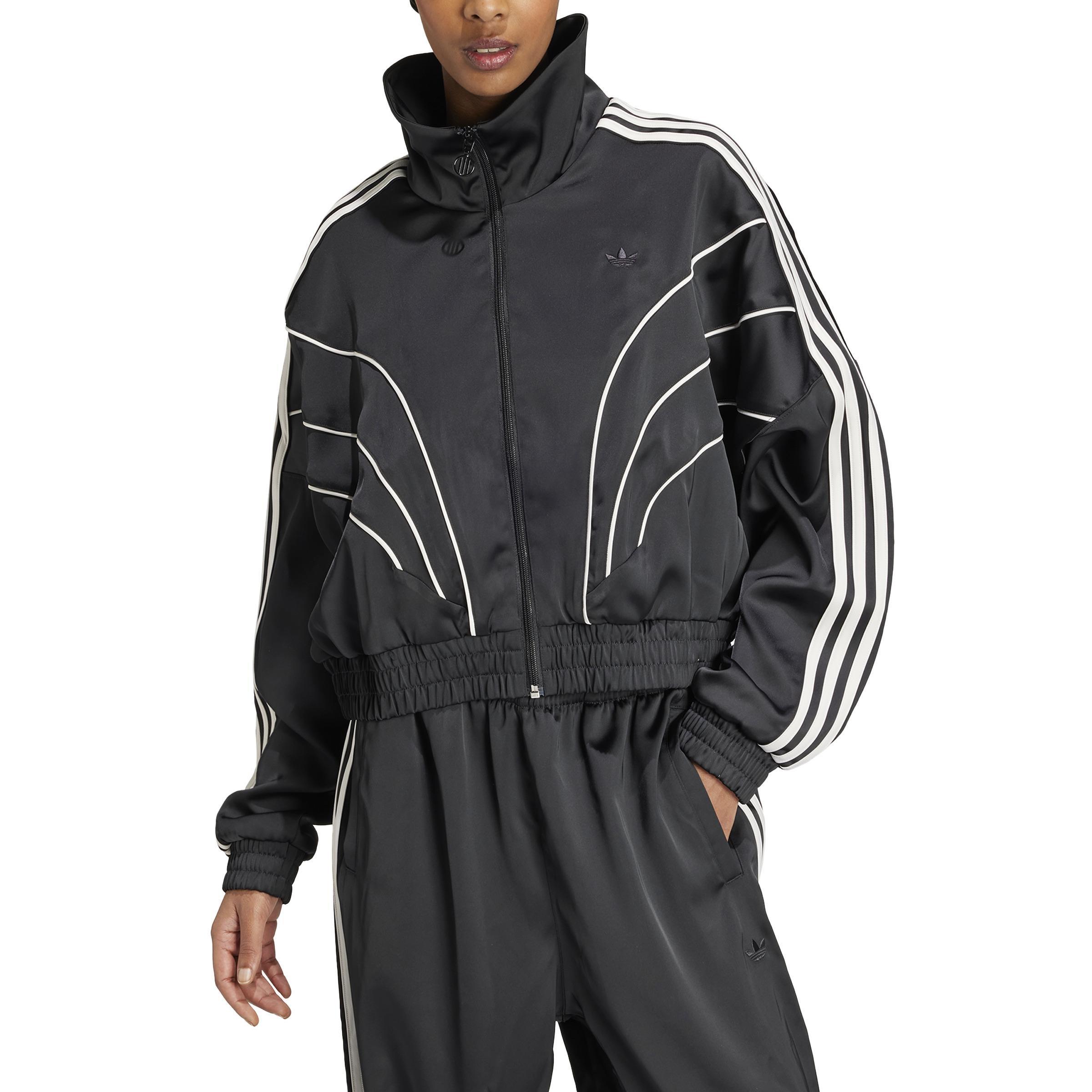 Piping Loose Crop Track Top, Black, A901_ONE, large image number 0