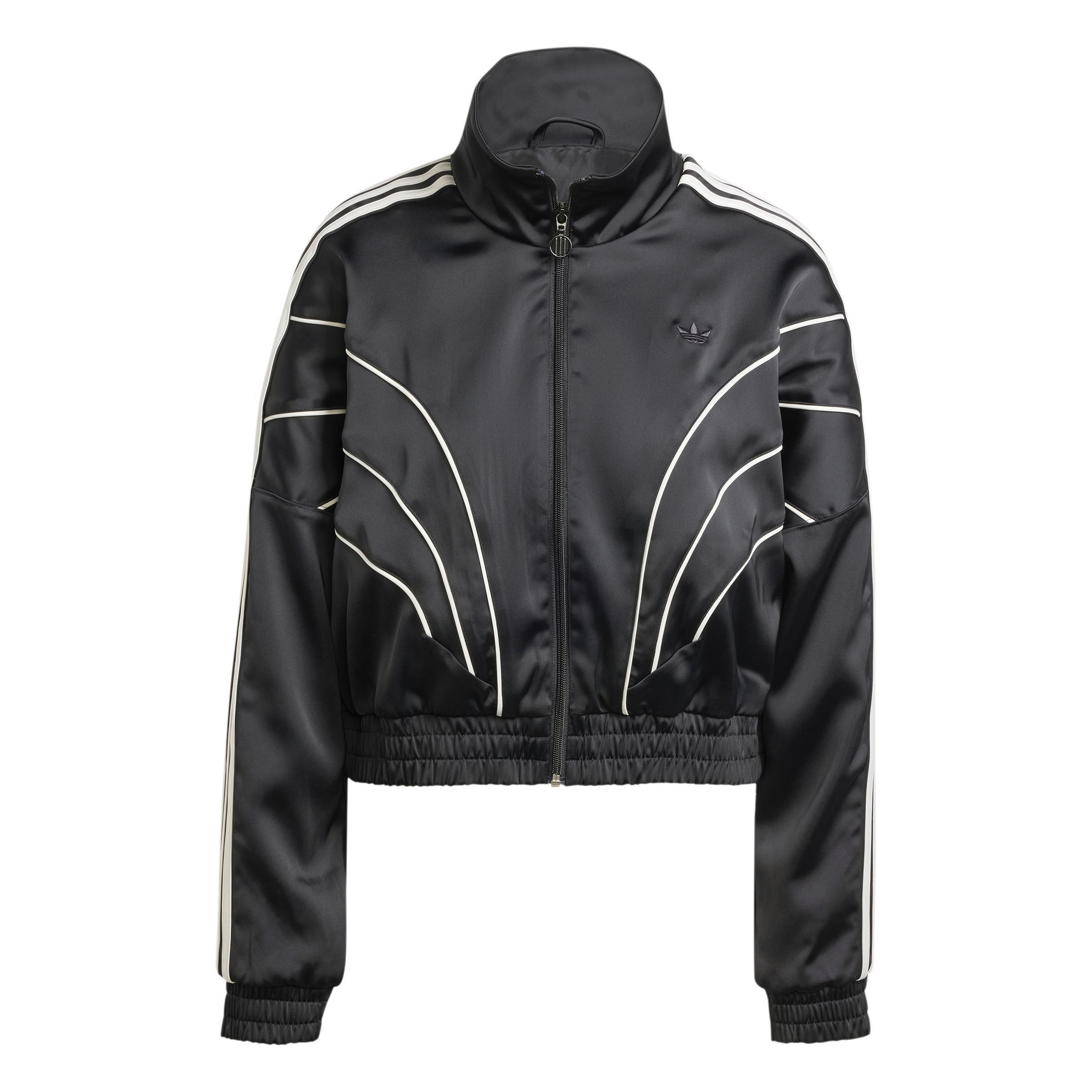 Piping Loose Crop Track Top, Black, A901_ONE, large image number 1