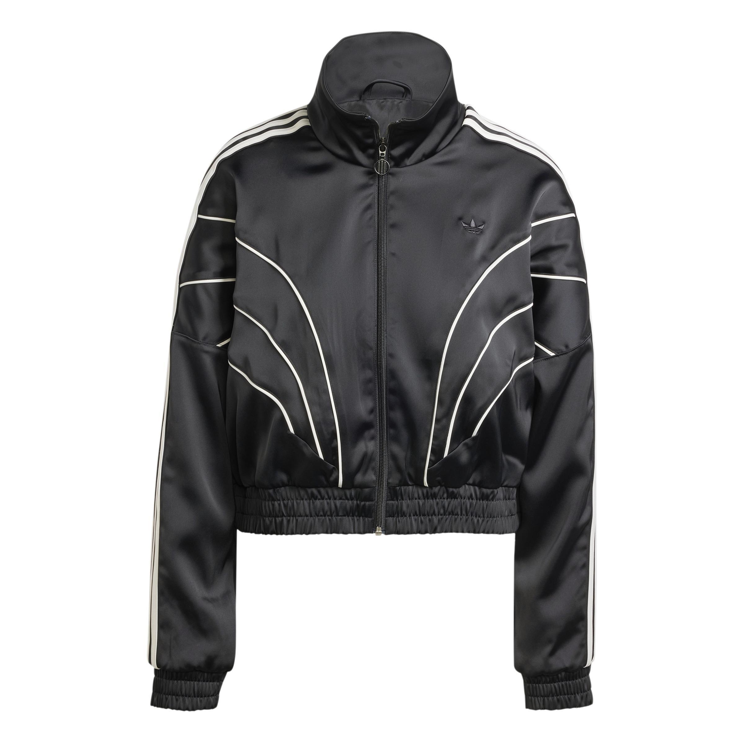 Piping Loose Crop Track Top, Black, A901_ONE, large image number 2