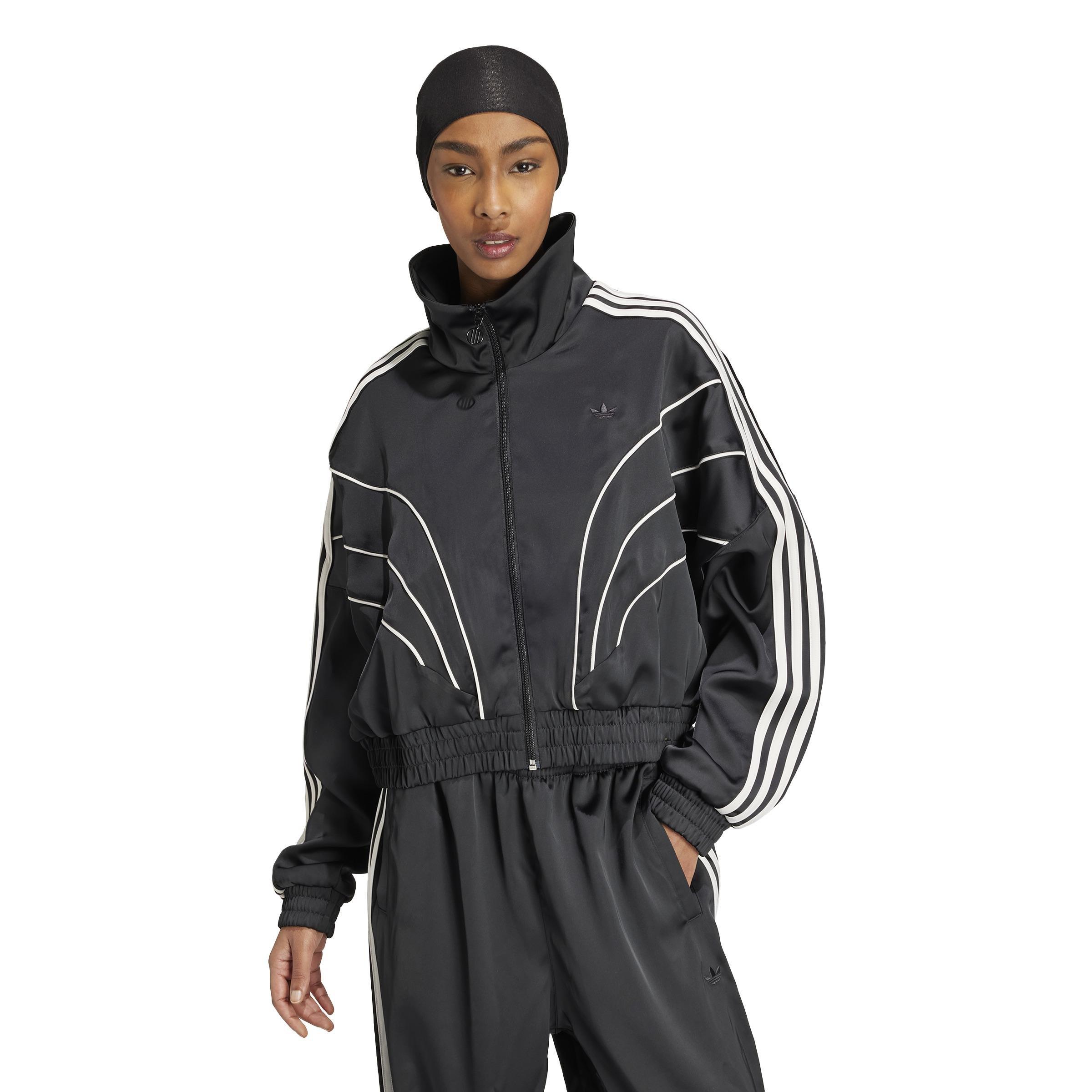 Piping Loose Crop Track Top, Black, A901_ONE, large image number 7