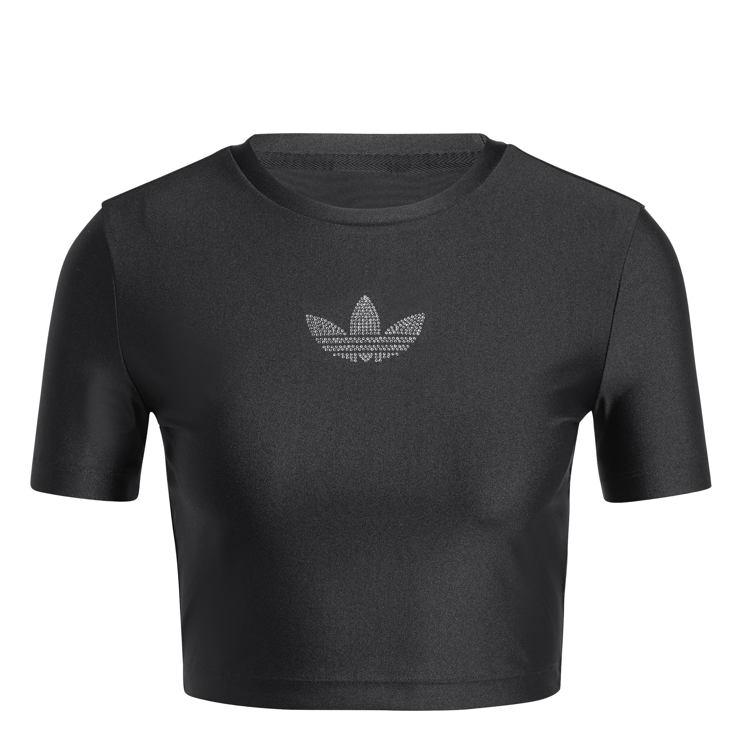 Rhinestone Trefoil T-shirt, Black, , large image number 0