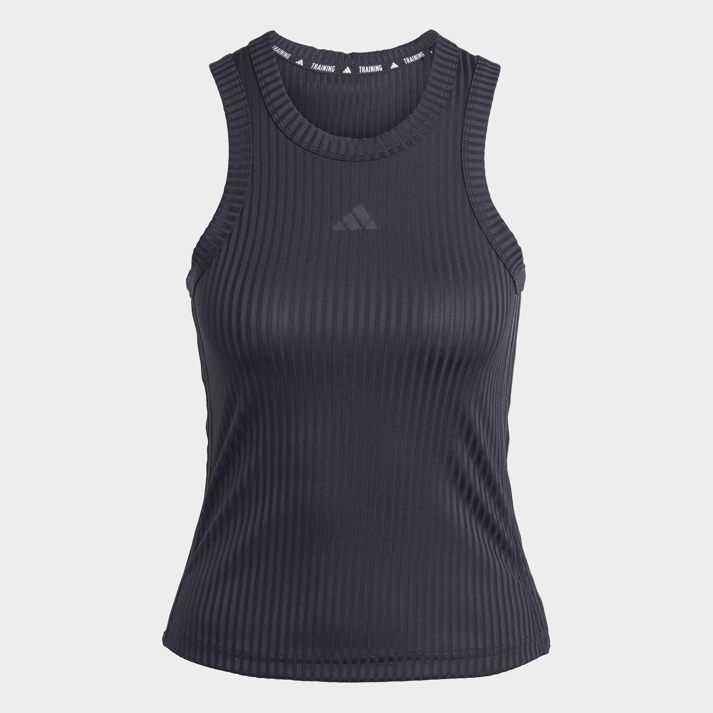 All Gym Seasonal Rib Tight Fit Tonal 3-Stripes Tank Top, Black, A901_ONE, large image number 0