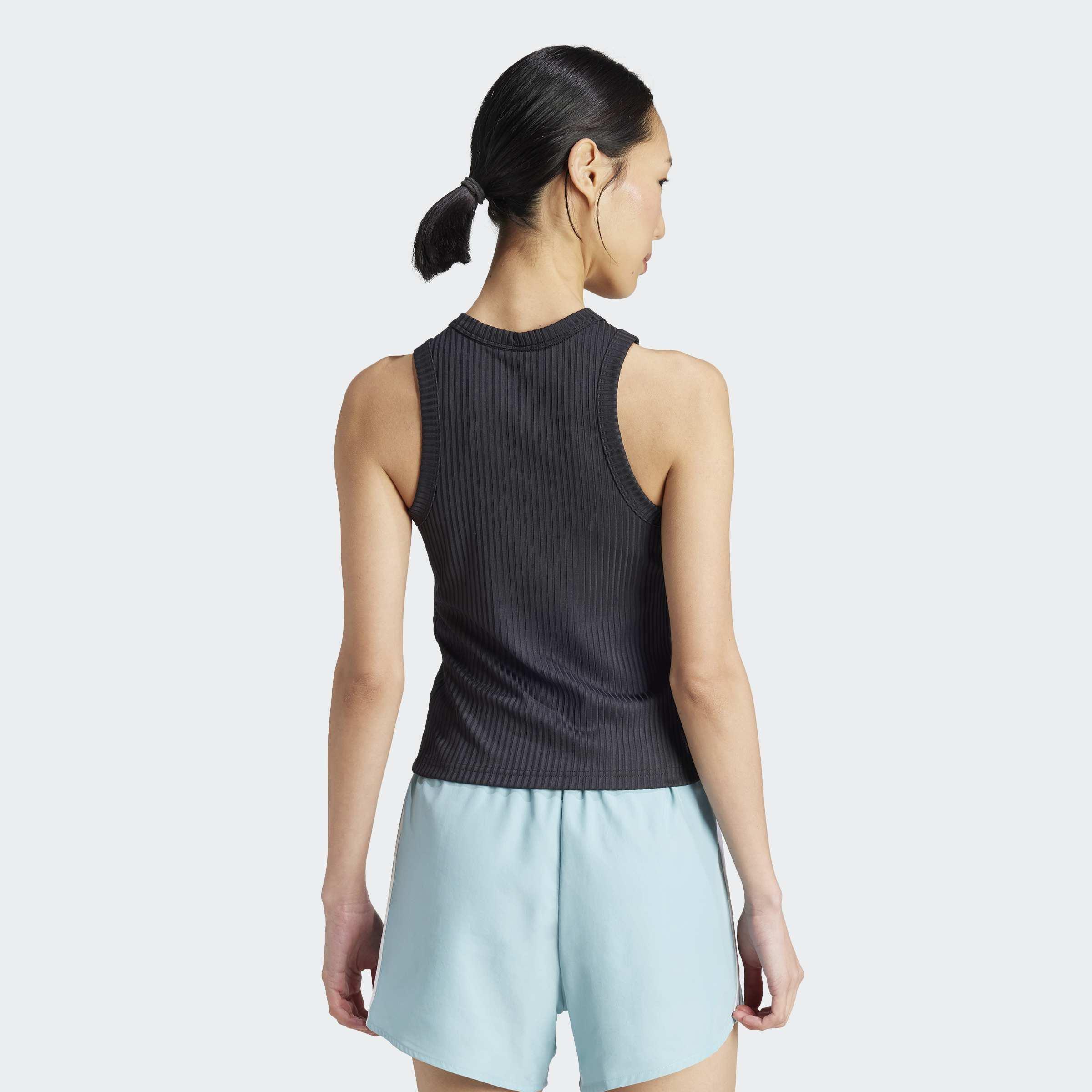 All Gym Seasonal Rib Tight Fit Tonal 3-Stripes Tank Top, Black, A901_ONE, large image number 2