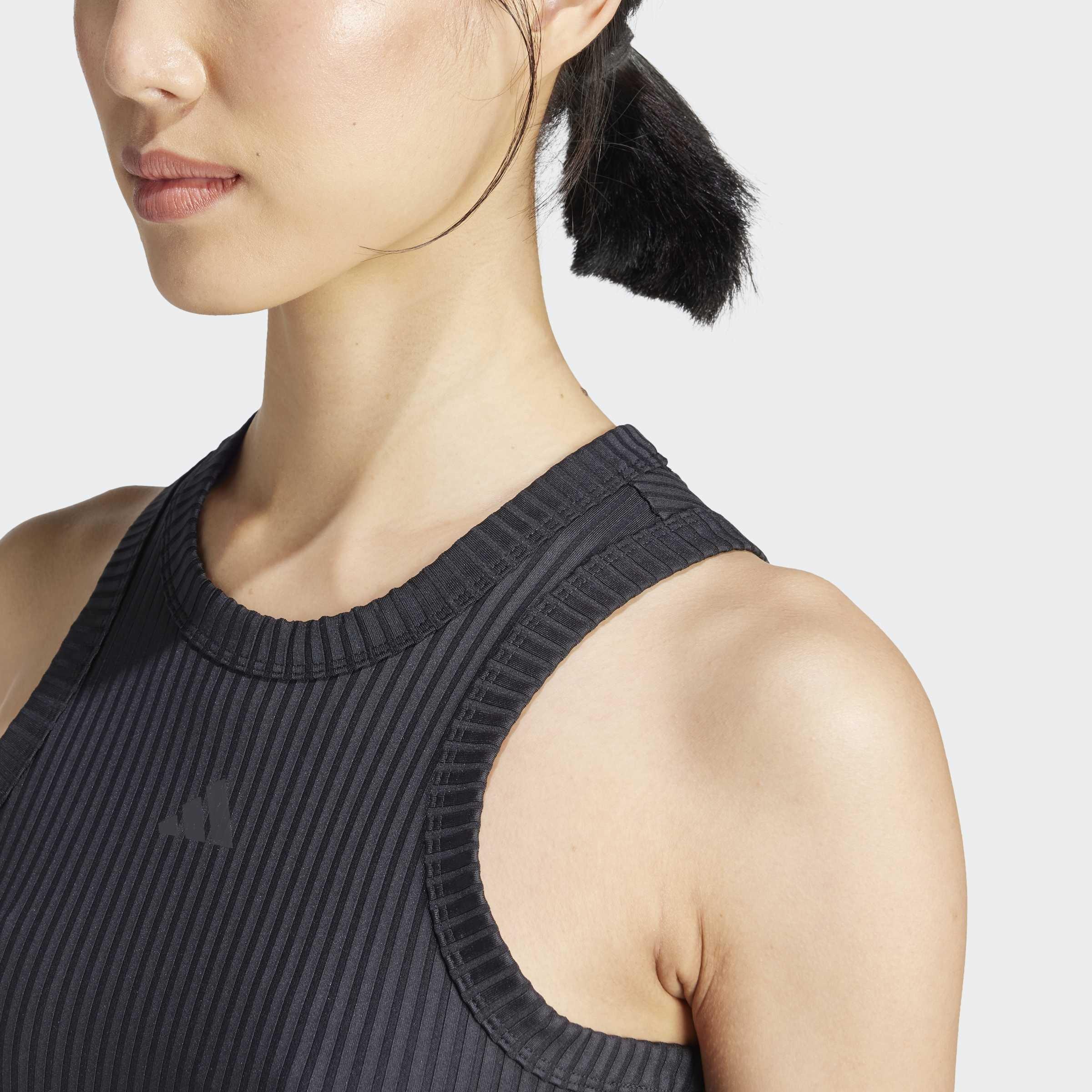 All Gym Seasonal Rib Tight Fit Tonal 3-Stripes Tank Top, Black, A901_ONE, large image number 3