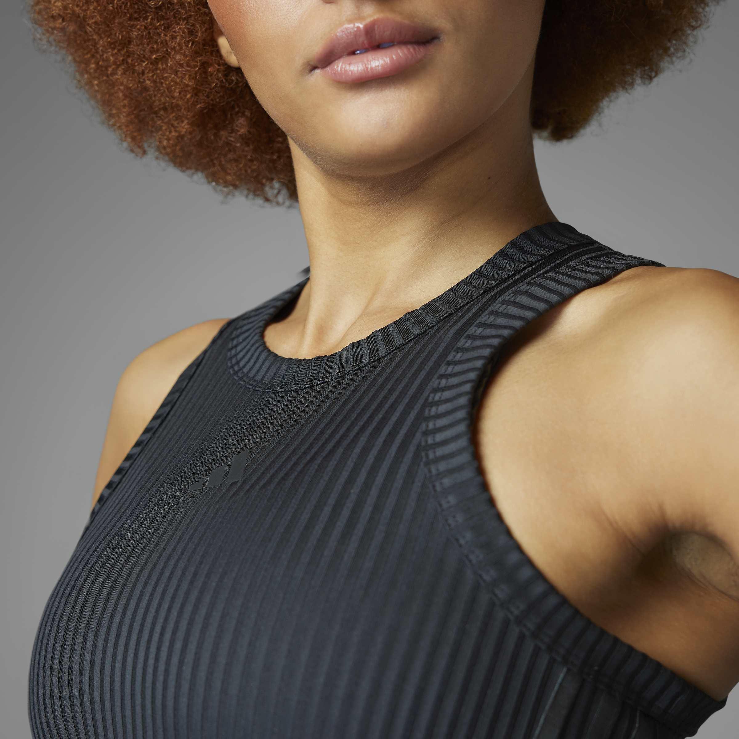 All Gym Seasonal Rib Tight Fit Tonal 3-Stripes Tank Top, Black, A901_ONE, large image number 14