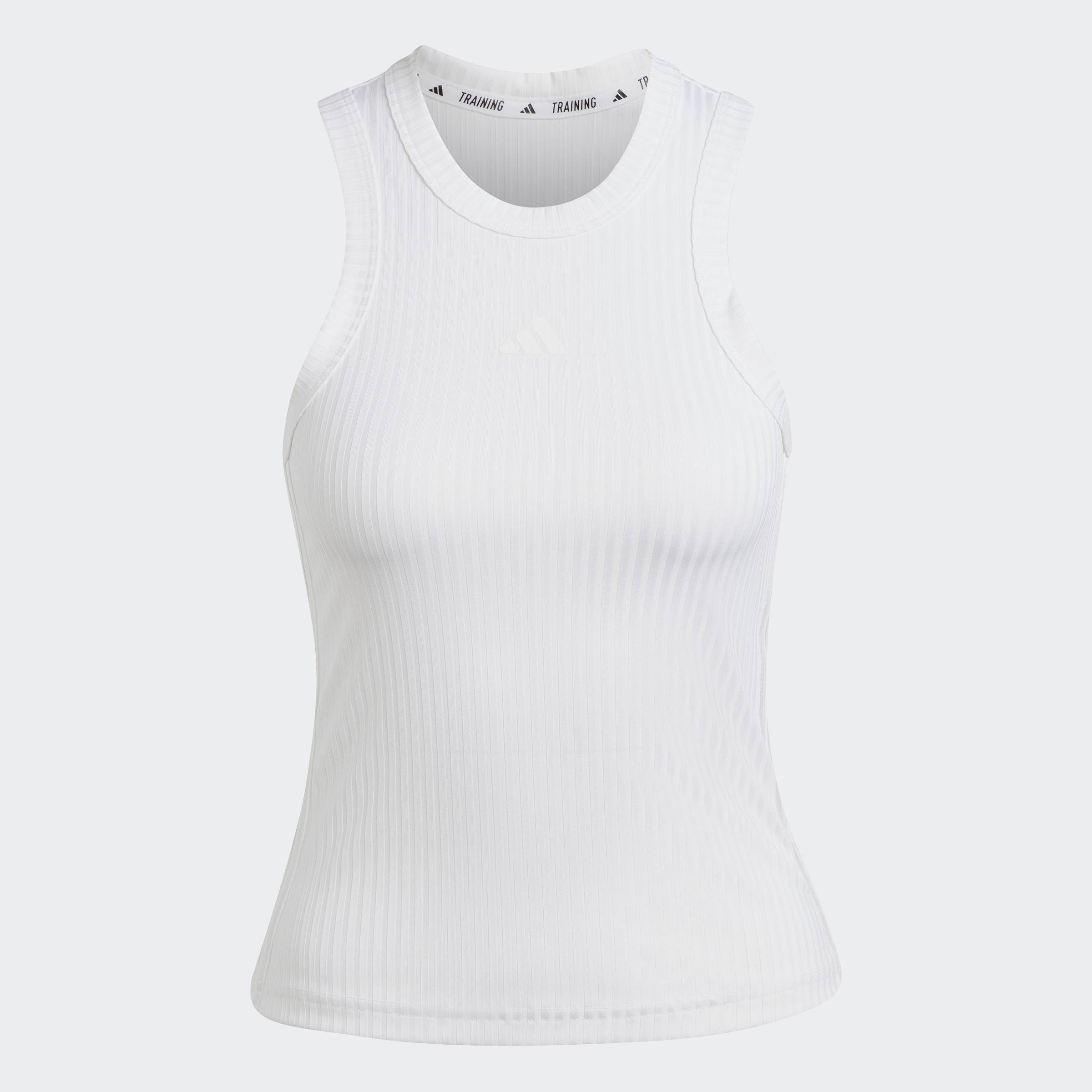All Gym Seasonal Rib Tight Fit Tonal 3-Stripes Tank Top, White, A901_ONE, large image number 0