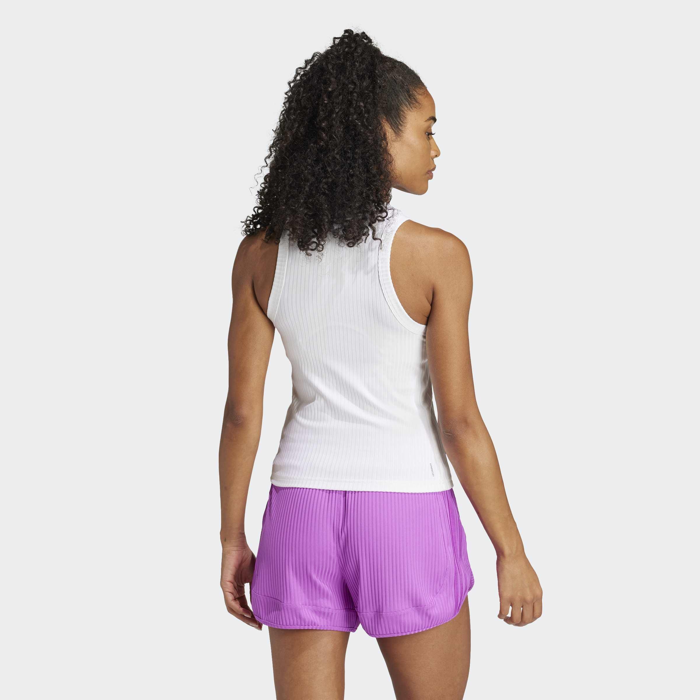 All Gym Seasonal Rib Tight Fit Tonal 3-Stripes Tank Top, White, A901_ONE, large image number 2