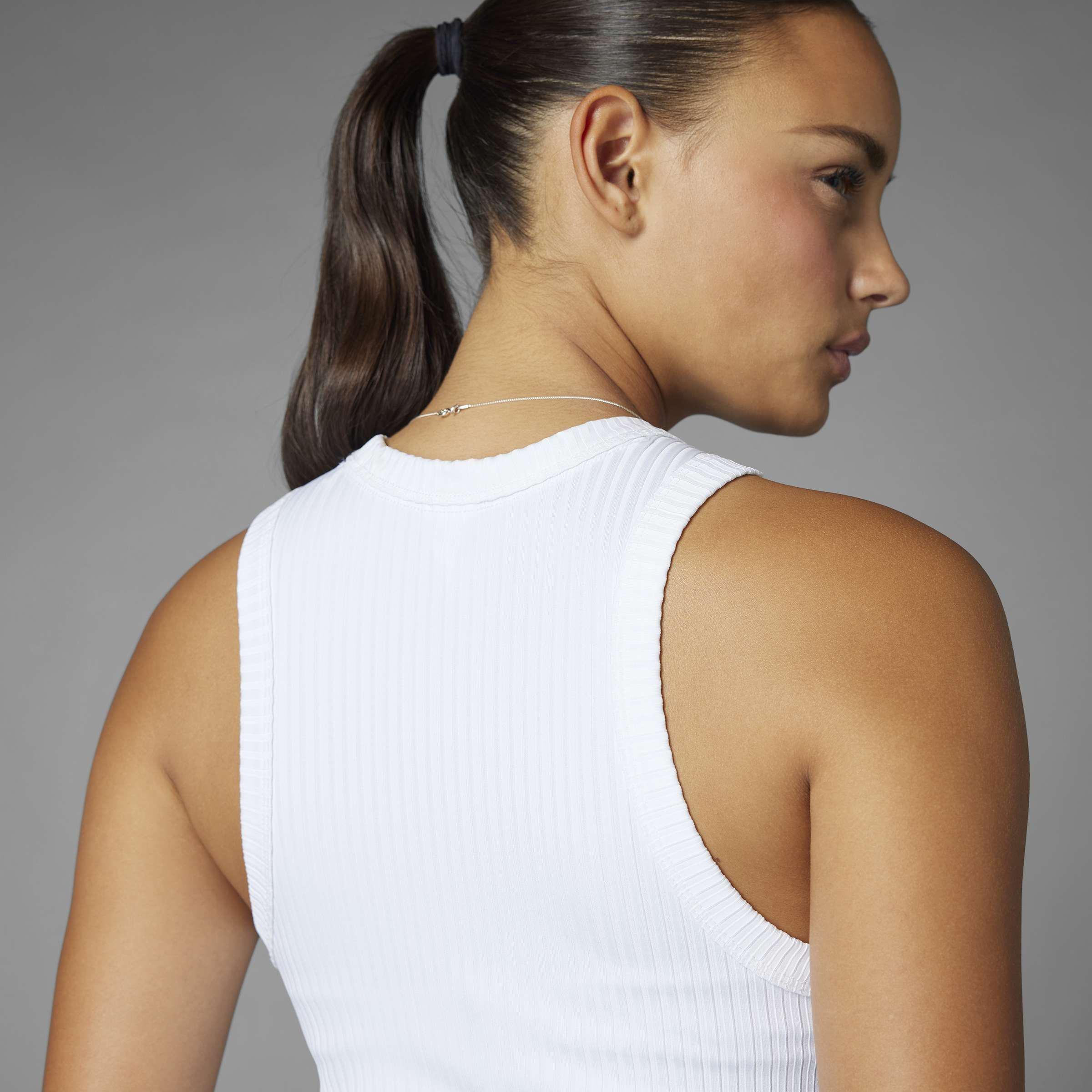 All Gym Seasonal Rib Tight Fit Tonal 3-Stripes Tank Top, White, A901_ONE, large image number 10