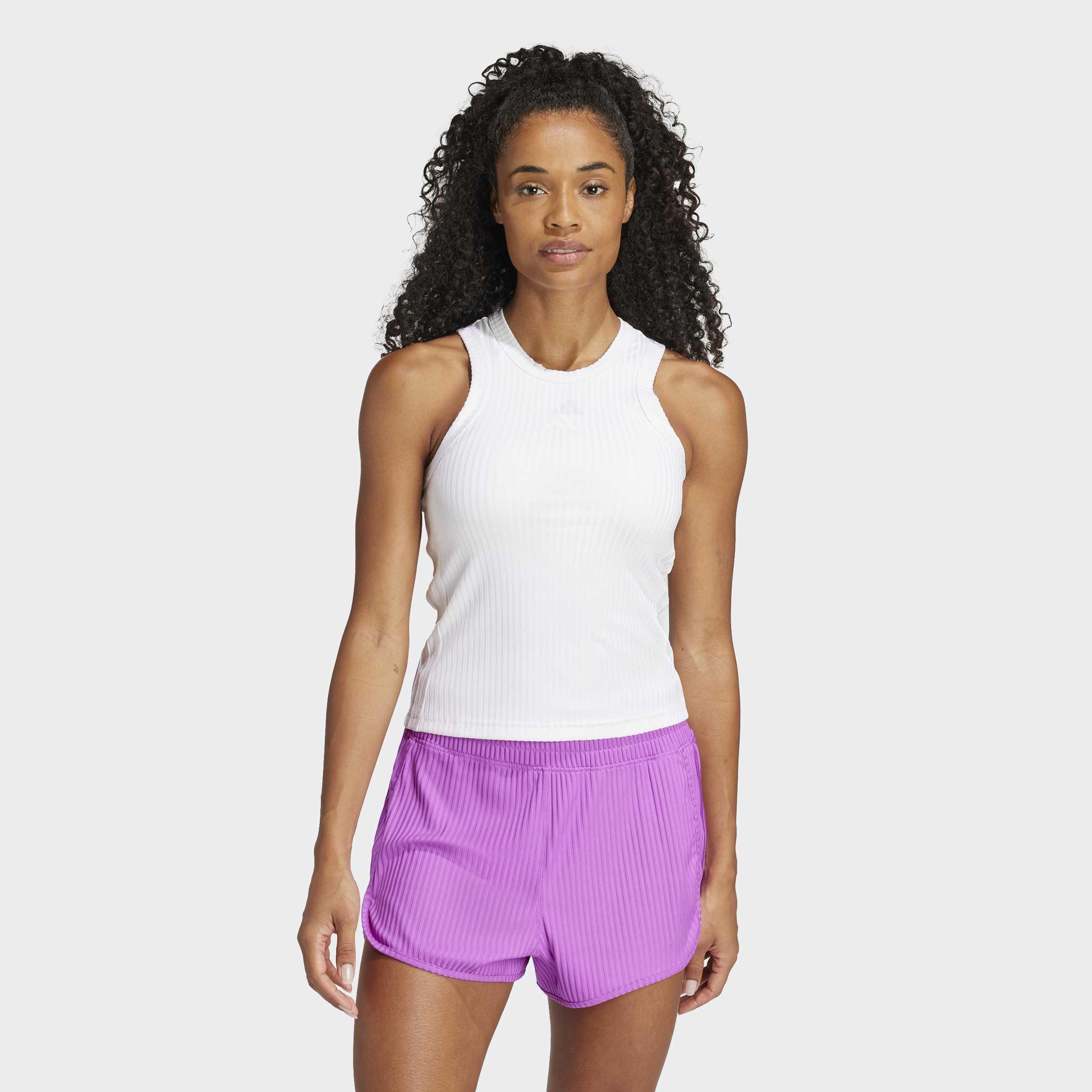 All Gym Seasonal Rib Tight Fit Tonal 3-Stripes Tank Top, White, A901_ONE, large image number 11