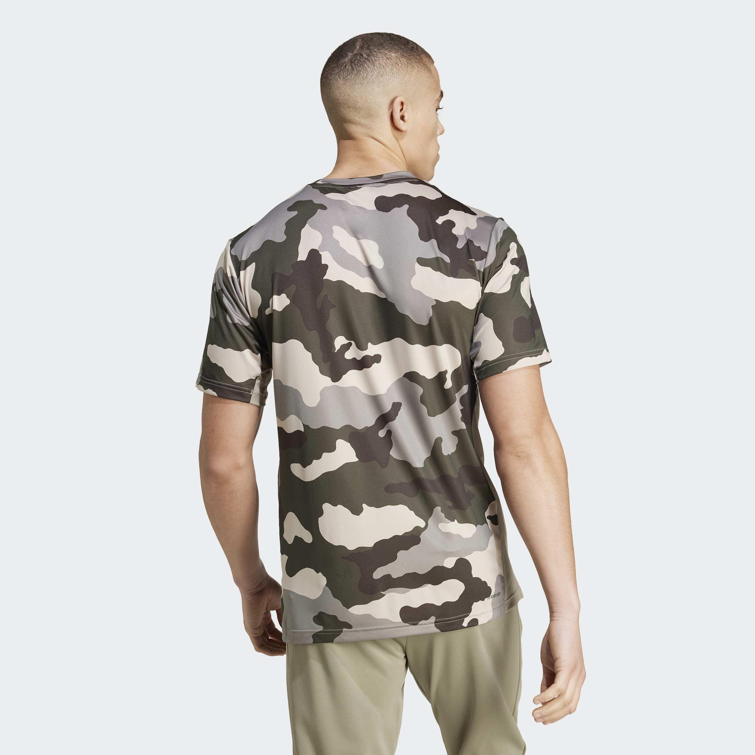 Train Essentials Camo Allover Print T-Shirt, Green, A901_ONE, medium