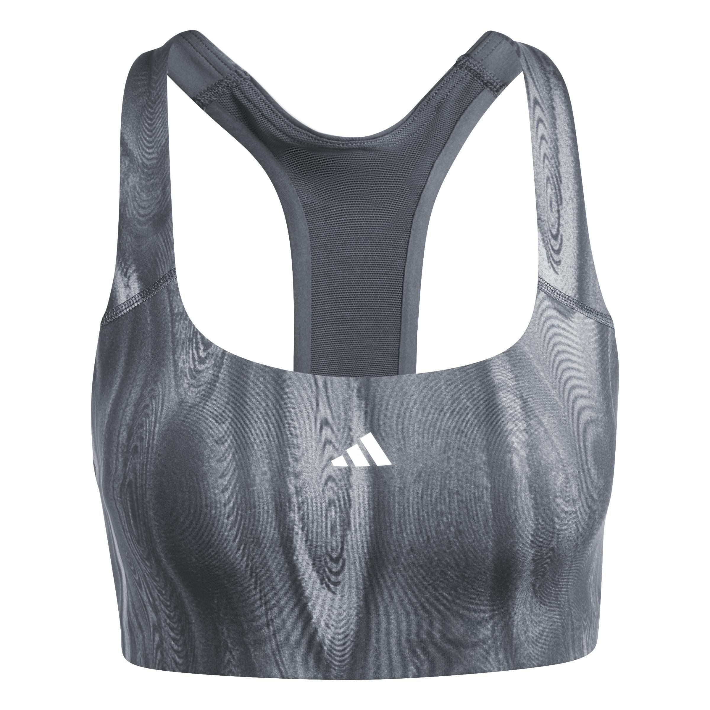 Powerimpact Training Medium-Support 3-Stripes Bra, Grey, , large image number 0