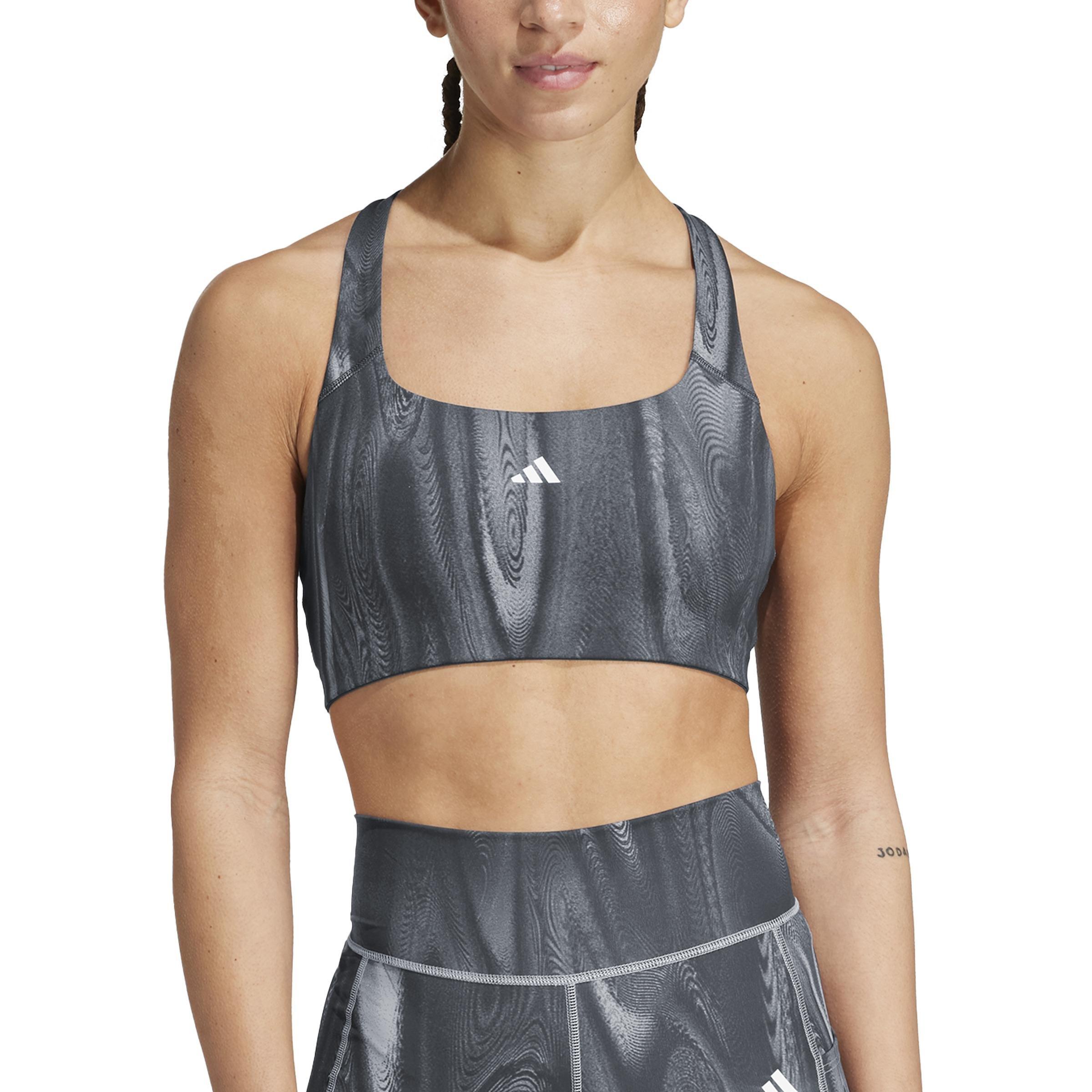 Powerimpact Training Medium-Support 3-Stripes Bra, Grey, , large image number 2