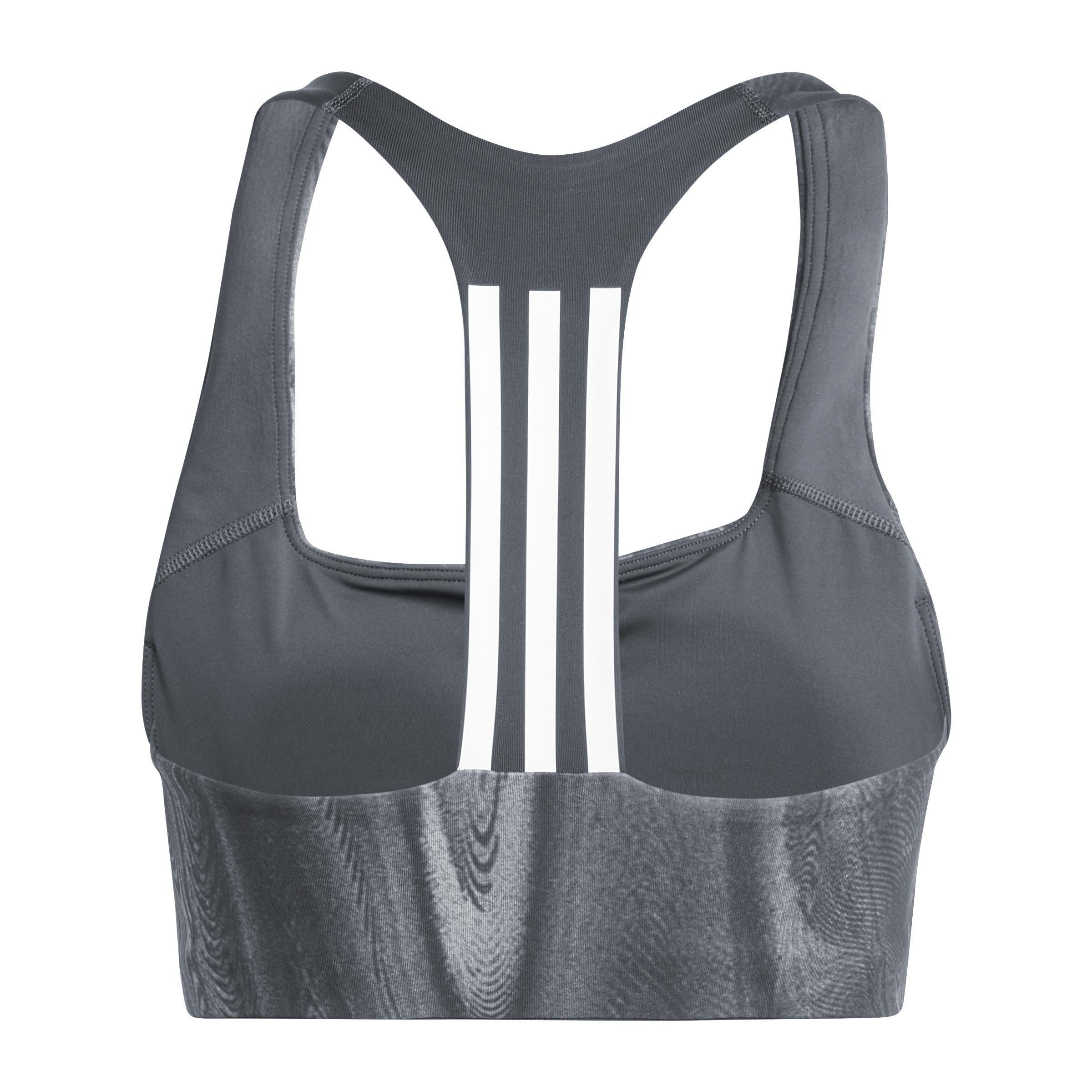 Powerimpact Training Medium-Support 3-Stripes Bra, Grey, , large image number 3
