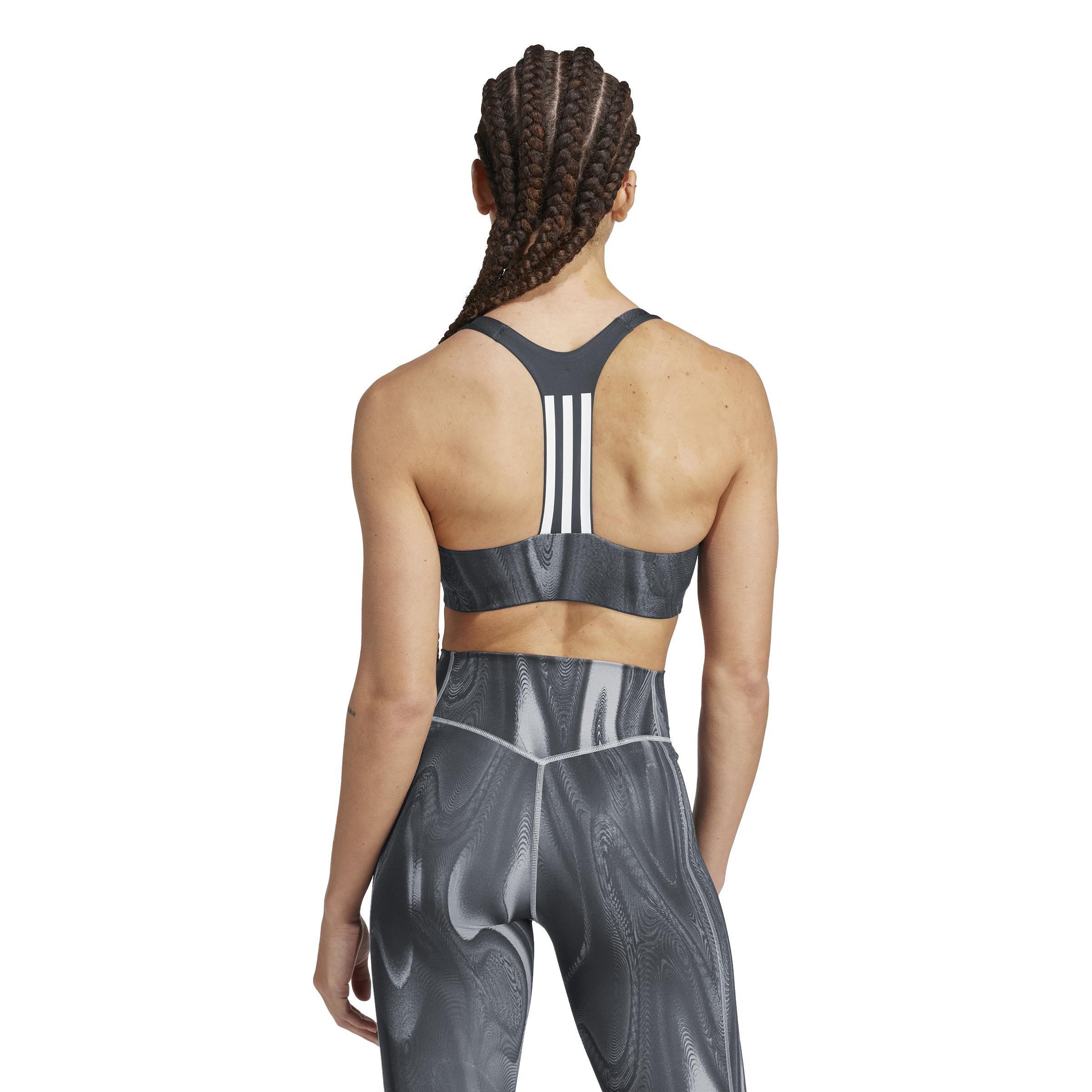 Powerimpact Training Medium-Support 3-Stripes Bra, Grey, , large image number 4