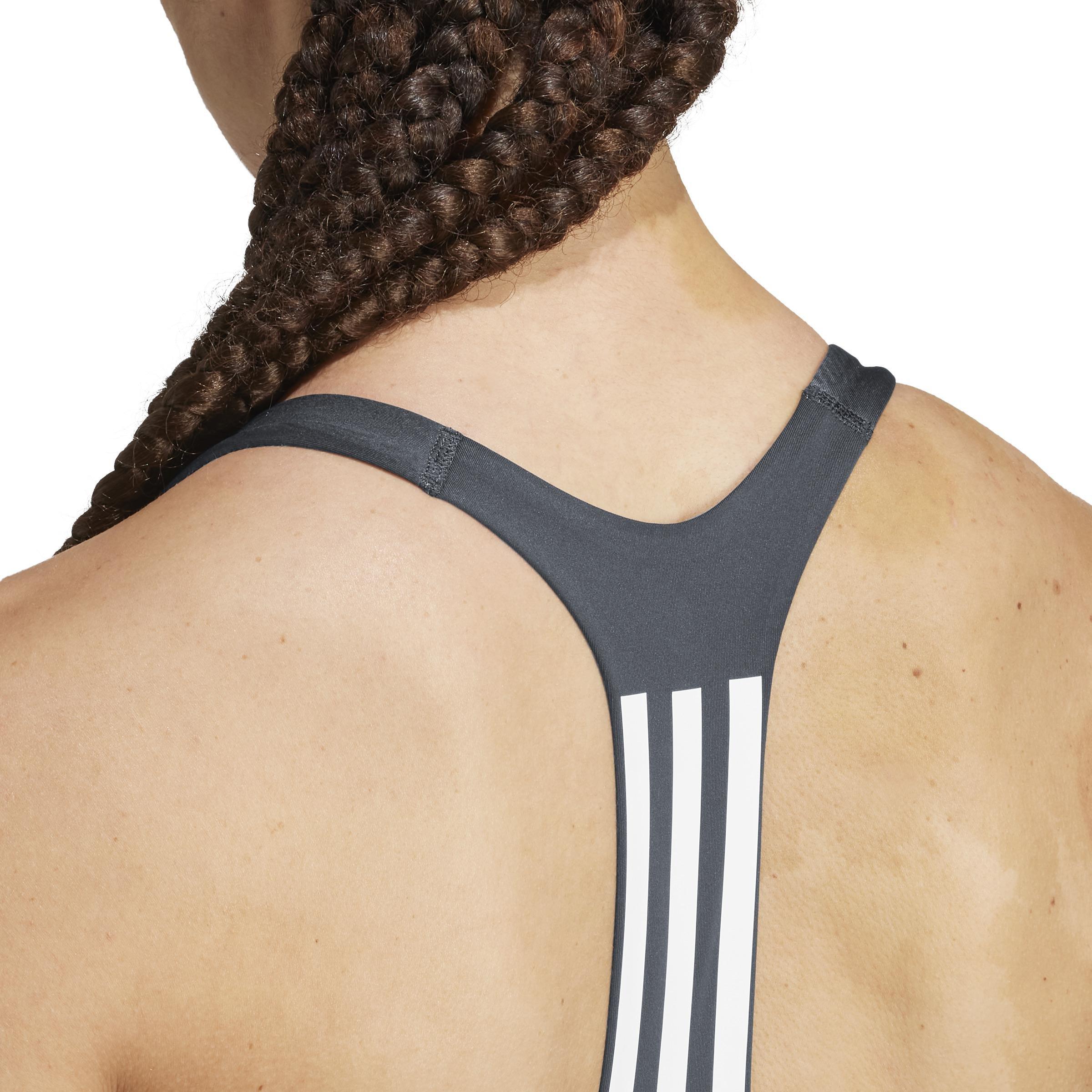 Powerimpact Training Medium-Support 3-Stripes Bra, Grey, , large image number 5