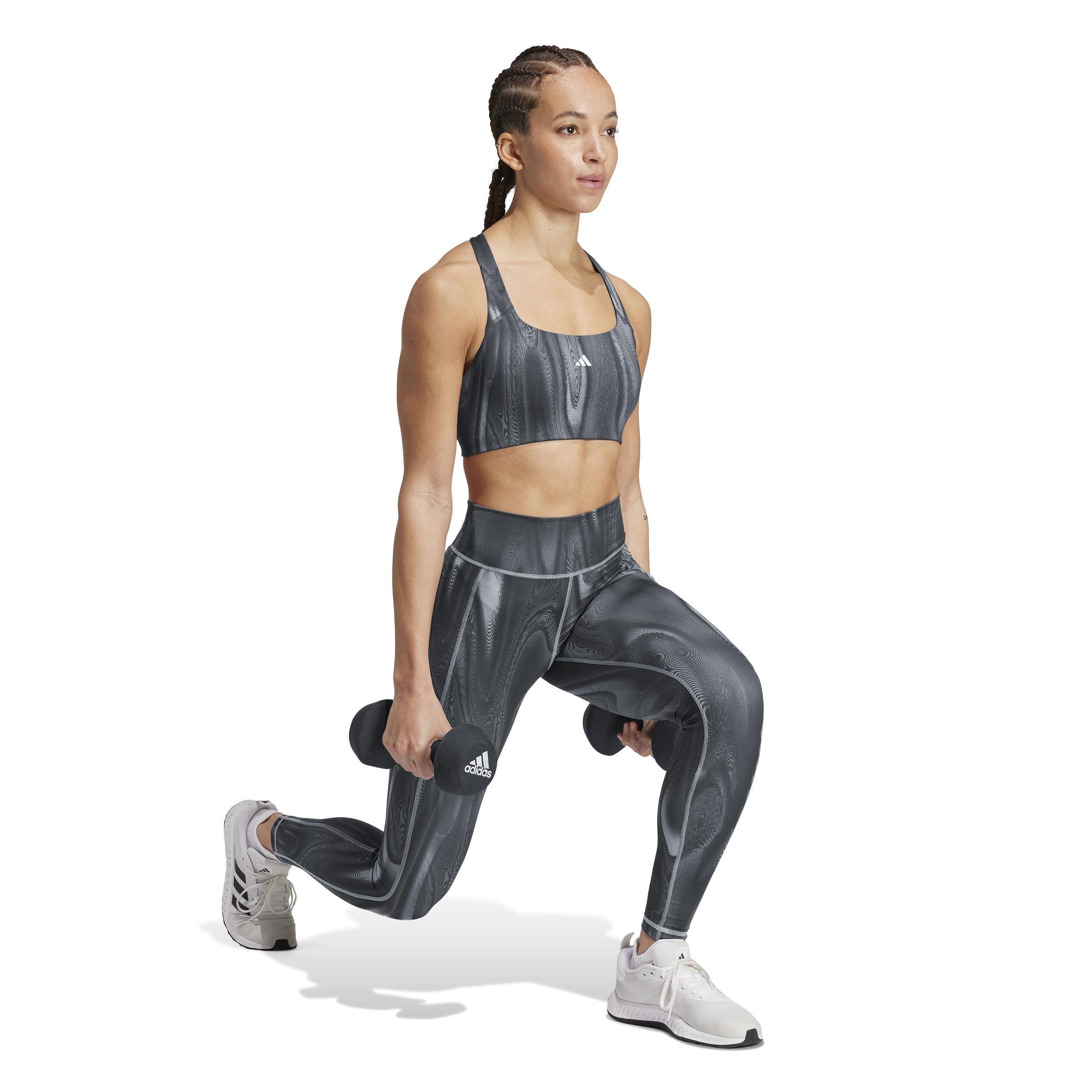 Powerimpact Training Medium-Support 3-Stripes Bra, Grey, , large image number 7