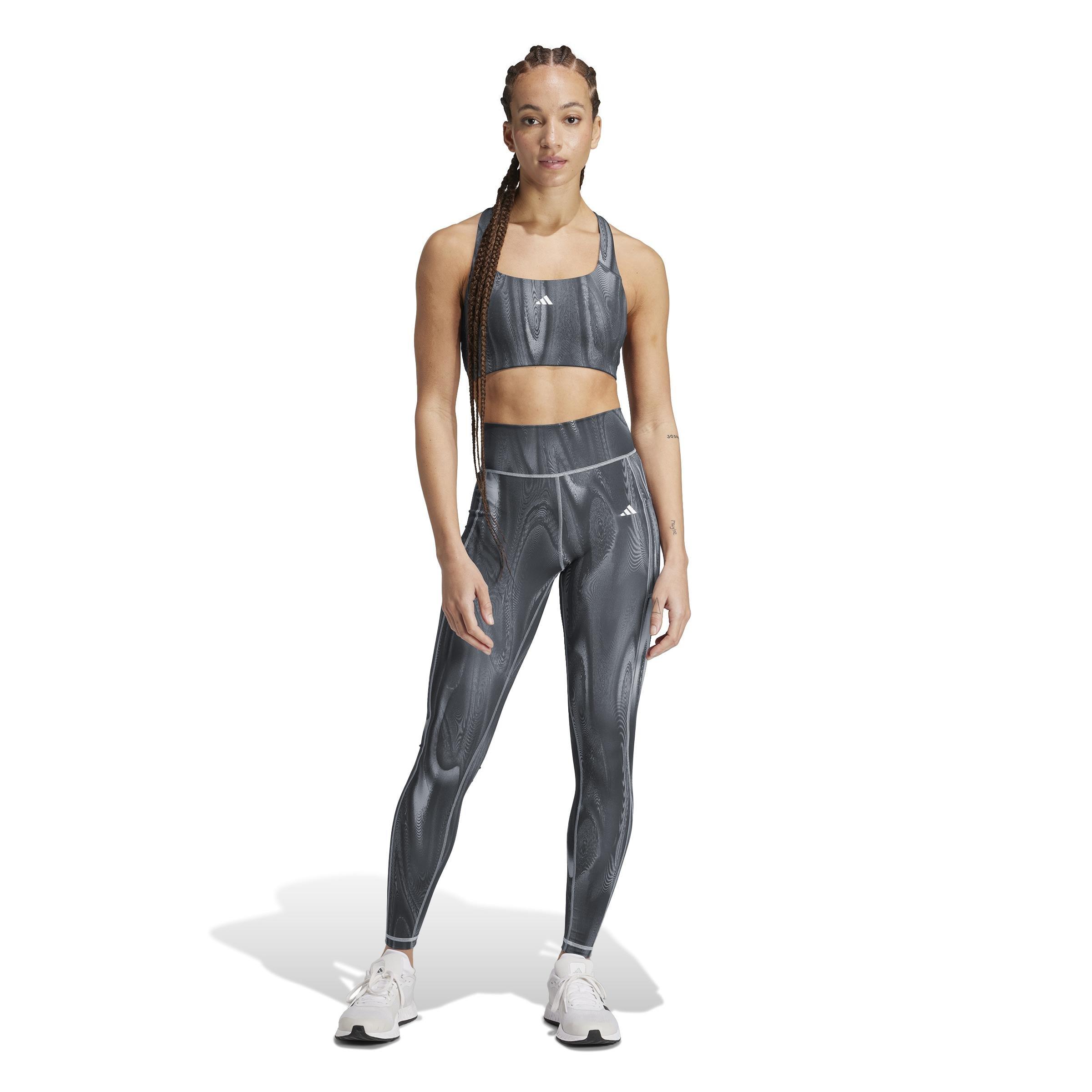 Powerimpact Training Medium-Support 3-Stripes Bra, Grey, , large image number 8