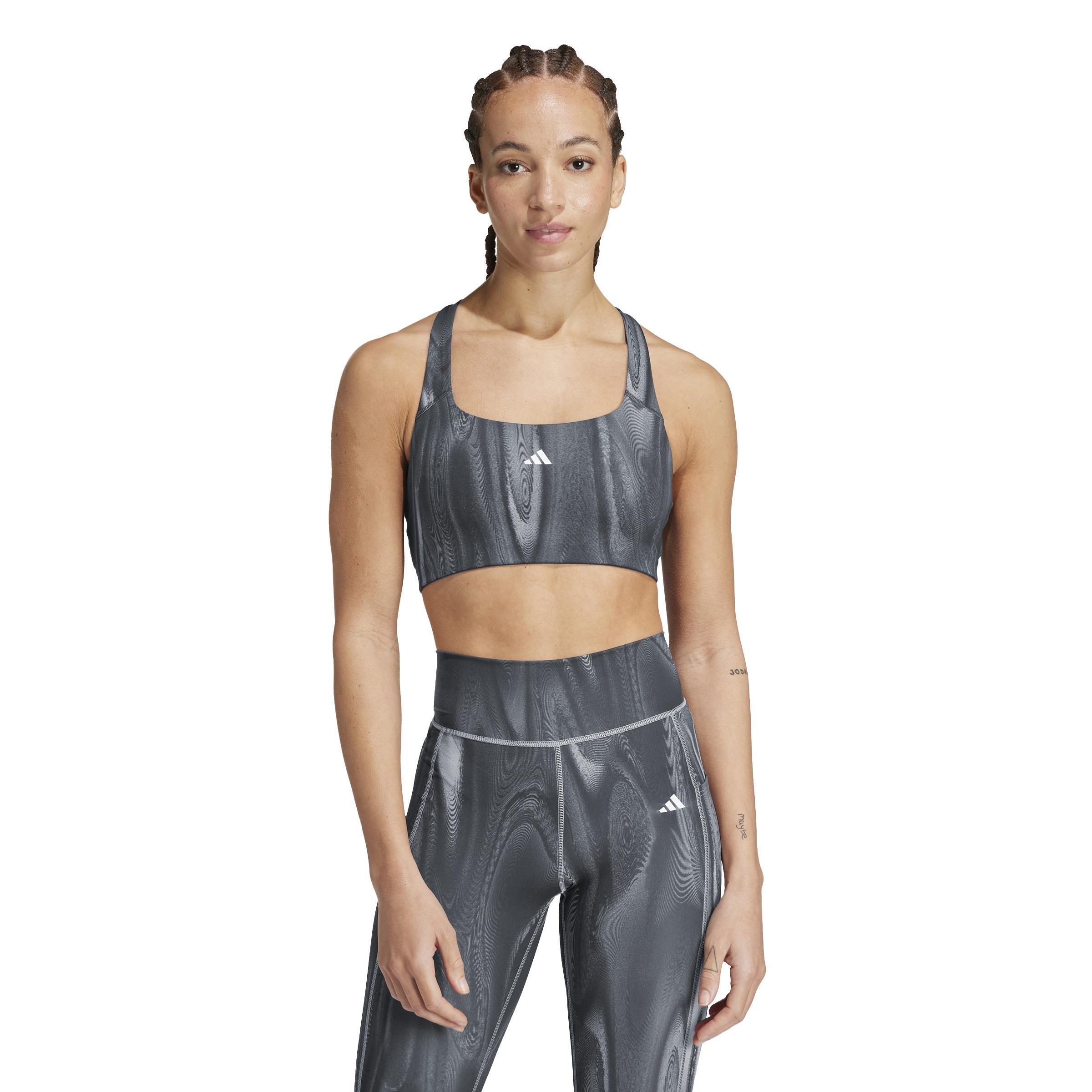 Powerimpact Training Medium-Support 3-Stripes Bra, Grey, , large image number 9