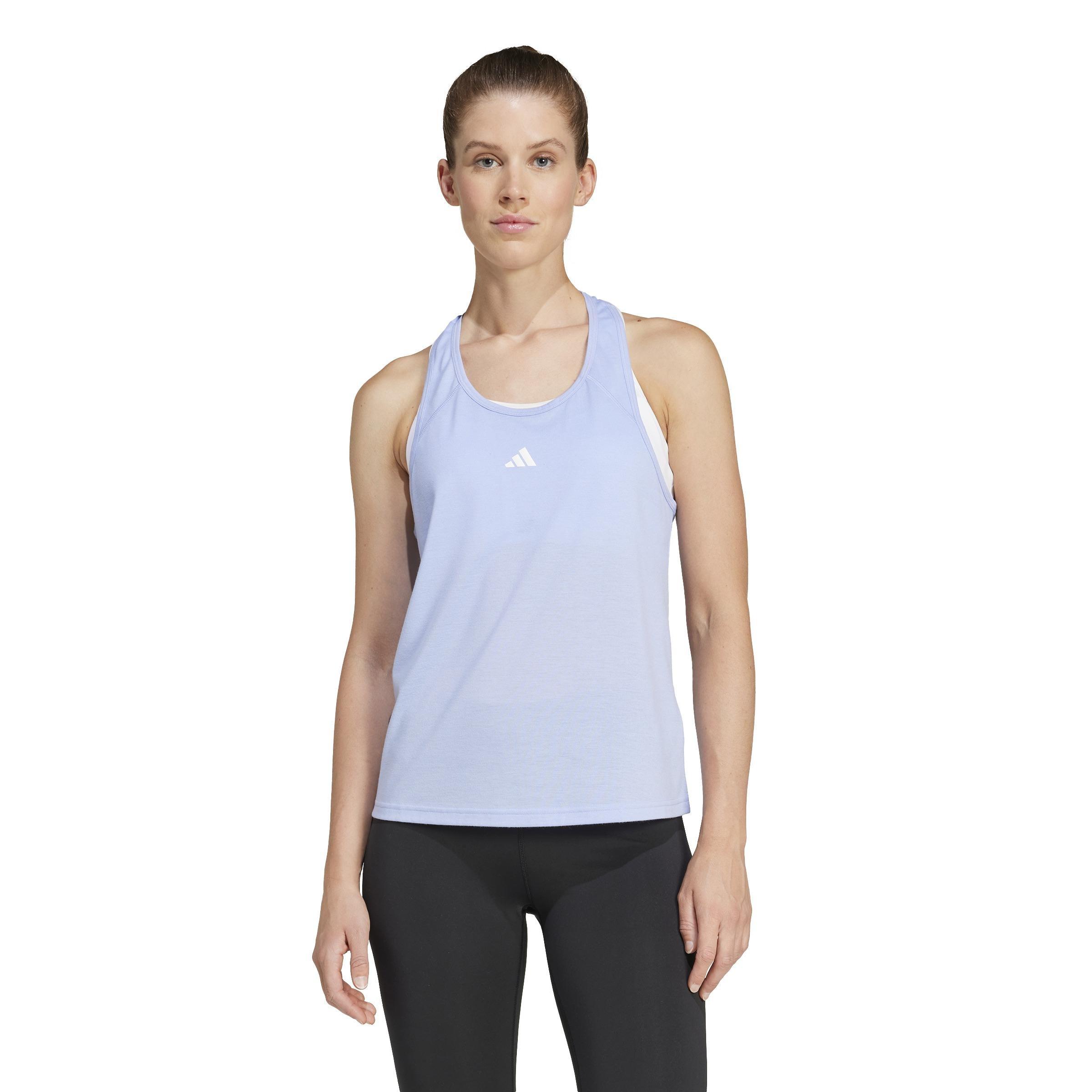 Adidas Workout Essentials Minimal Branding Racerback Tank Top, Blue, A901_ONE, large image number 6
