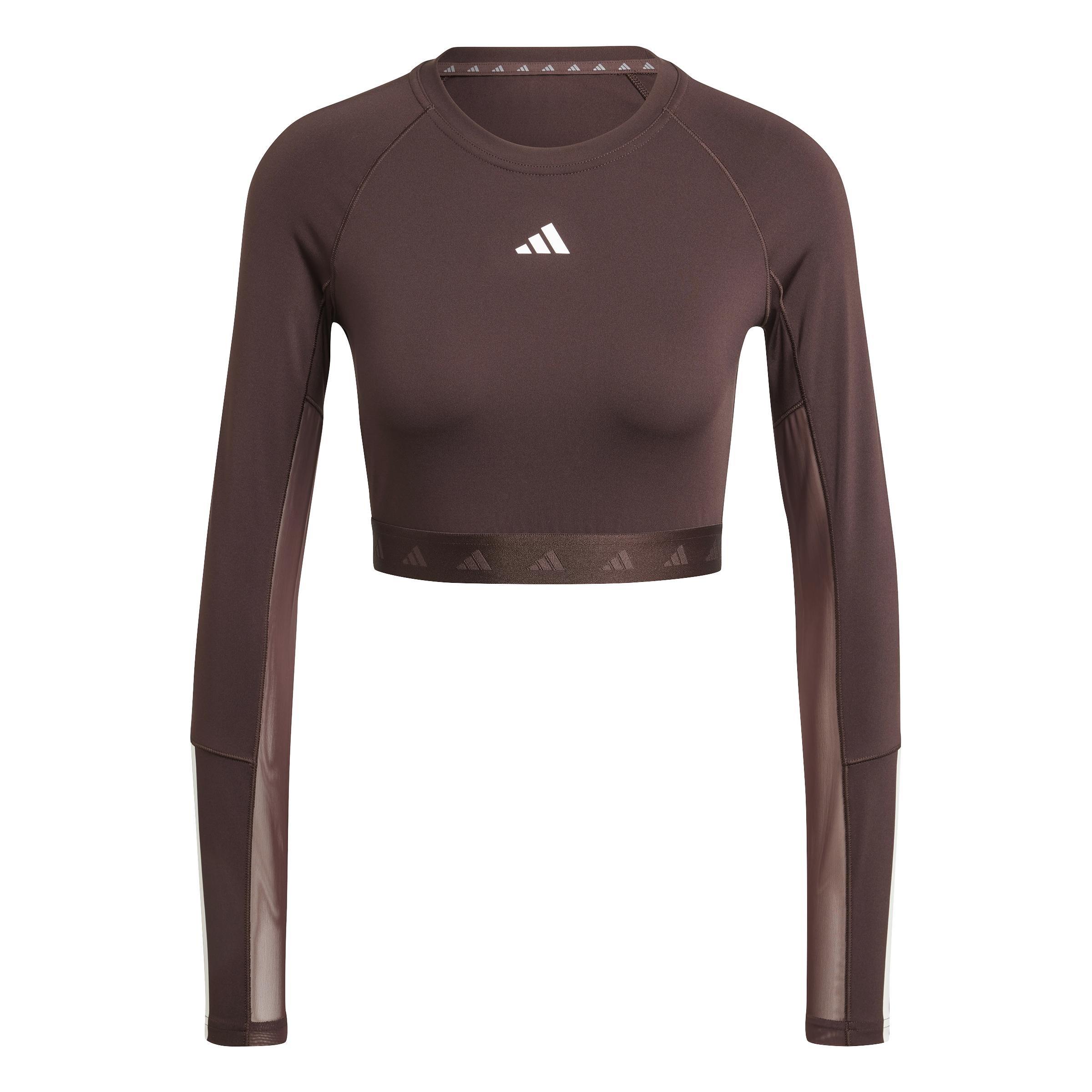 Hyperglam Training Cropped Long Sleeve Long-Sleeve Top, Brown, , large image number 2