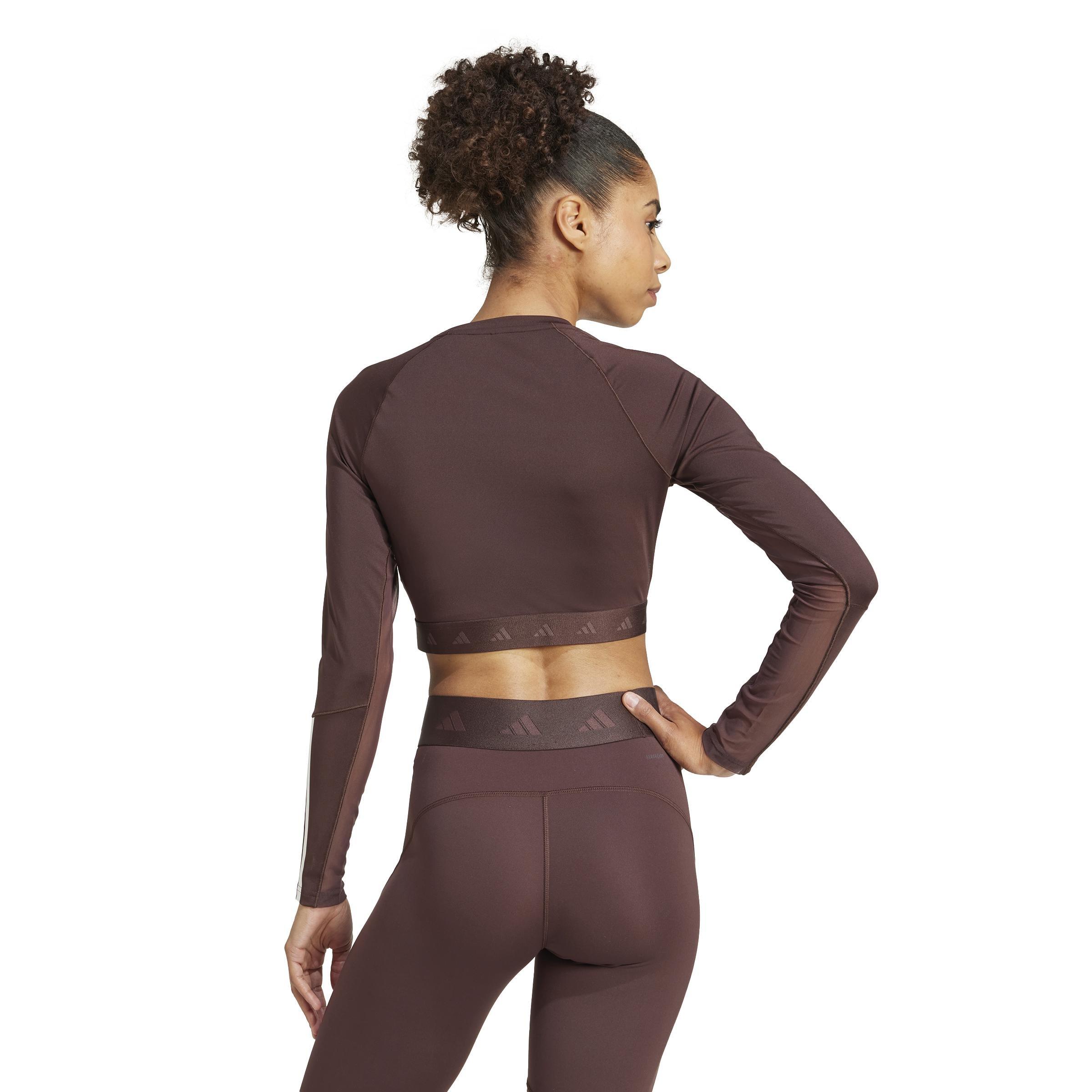 Hyperglam Training Cropped Long Sleeve Long-Sleeve Top, Brown, , large image number 3