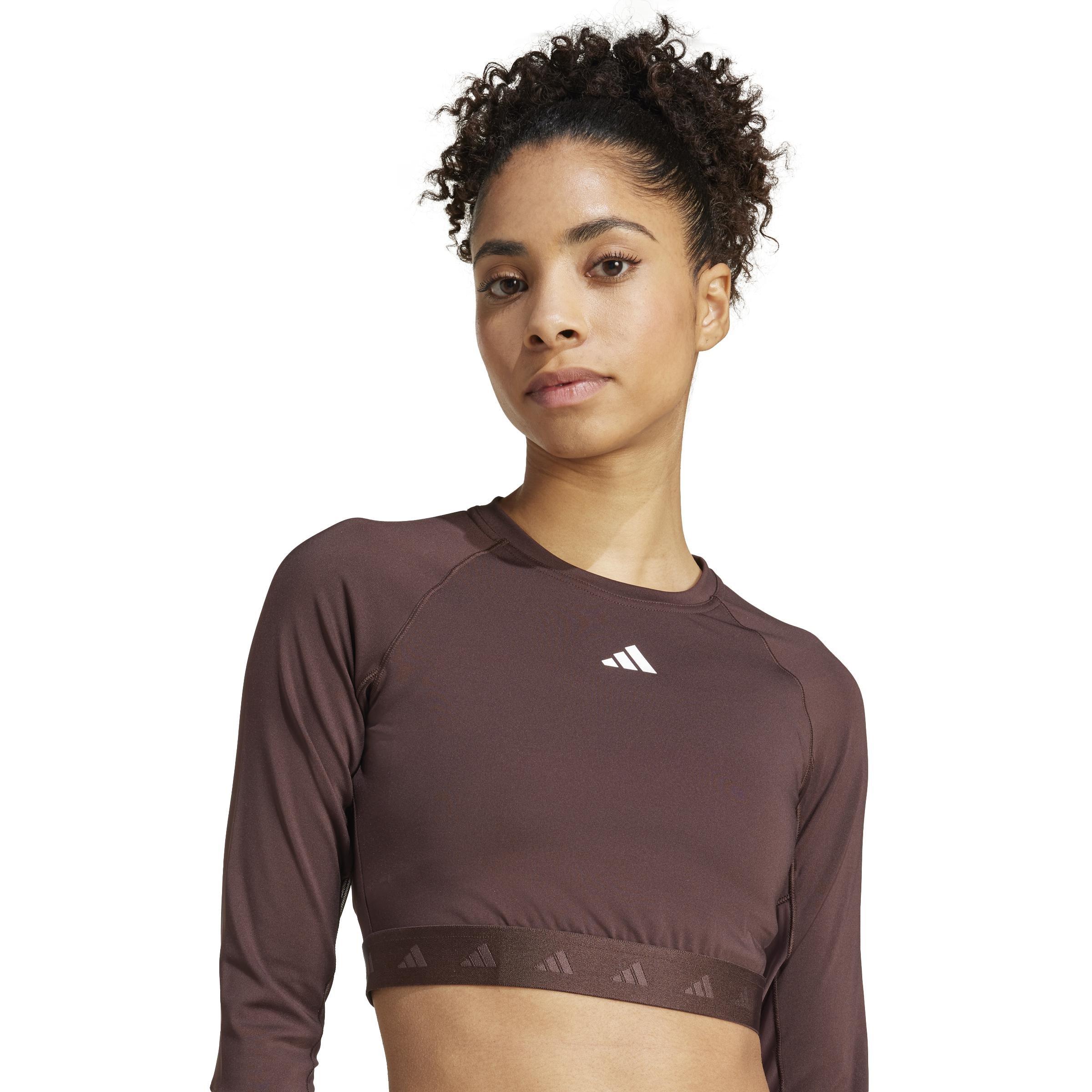 Hyperglam Training Cropped Long Sleeve Long-Sleeve Top, Brown, , large image number 4