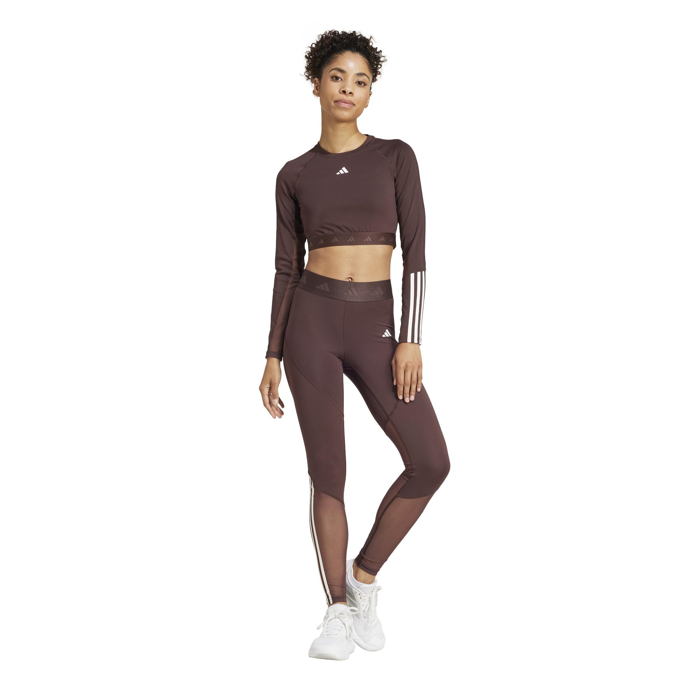 Hyperglam Training Cropped Long Sleeve Long-Sleeve Top, Brown, , large image number 6